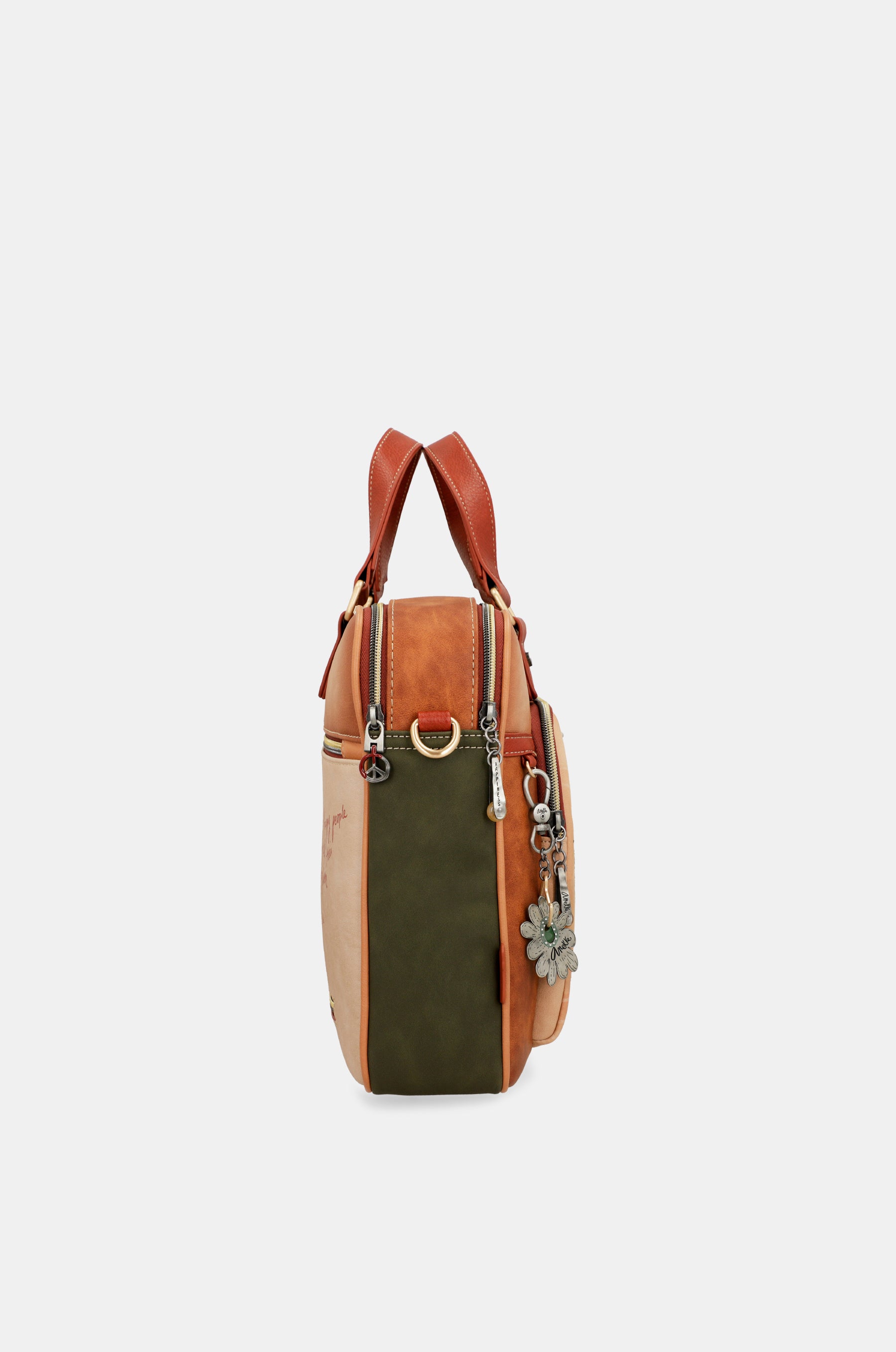 Peace & Love camel briefcase