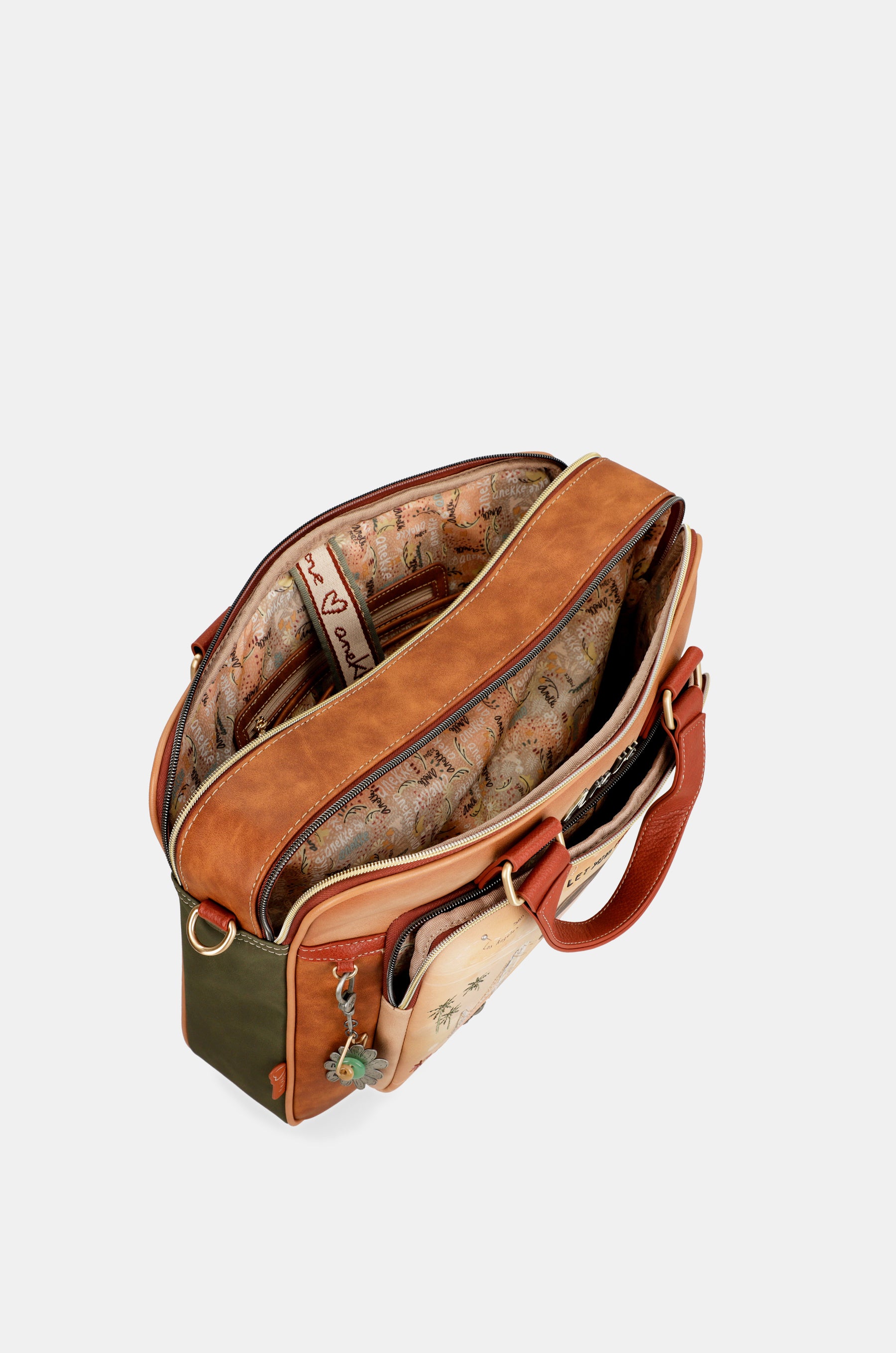 Peace & Love camel briefcase