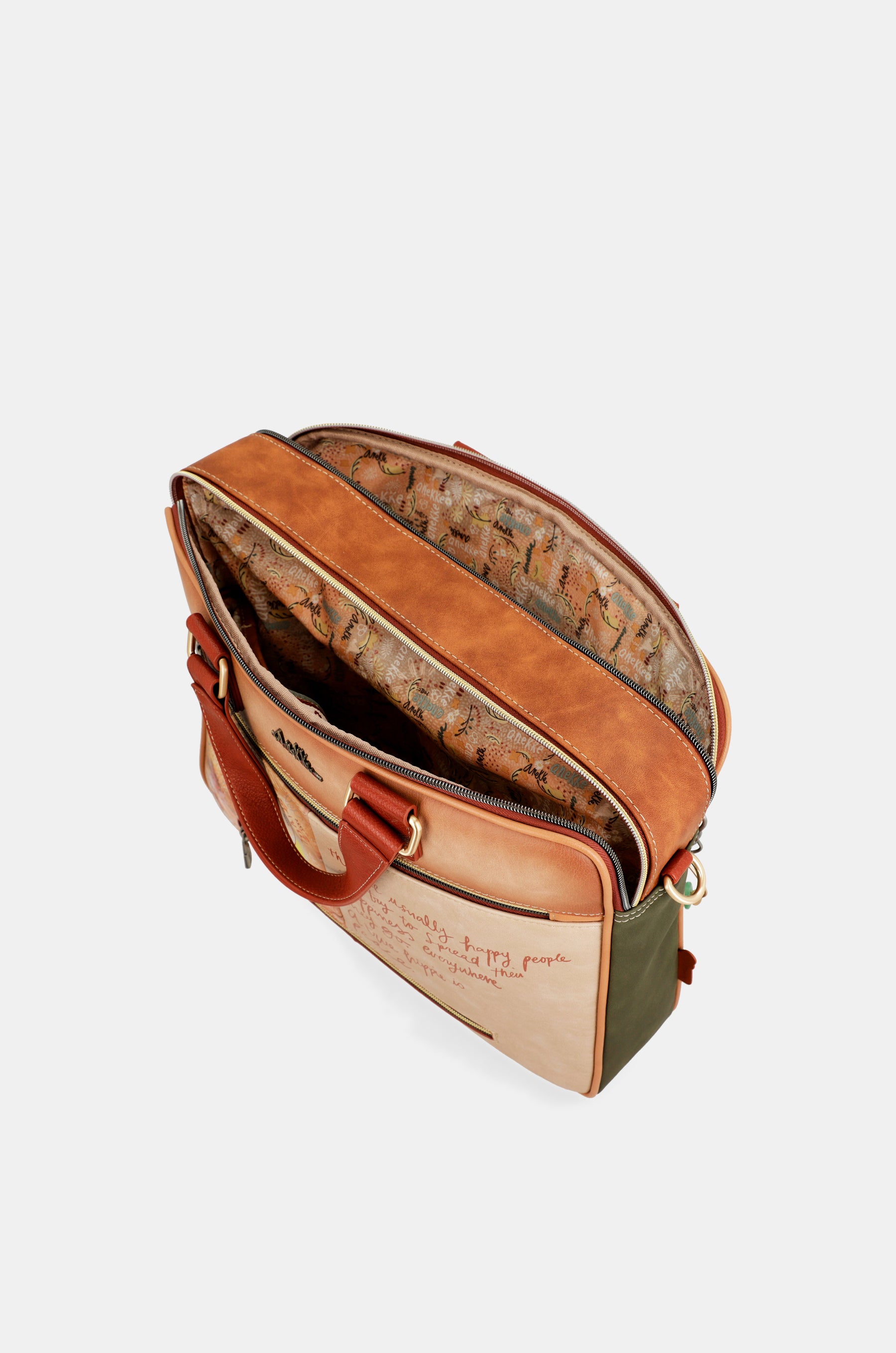 Peace & Love camel briefcase