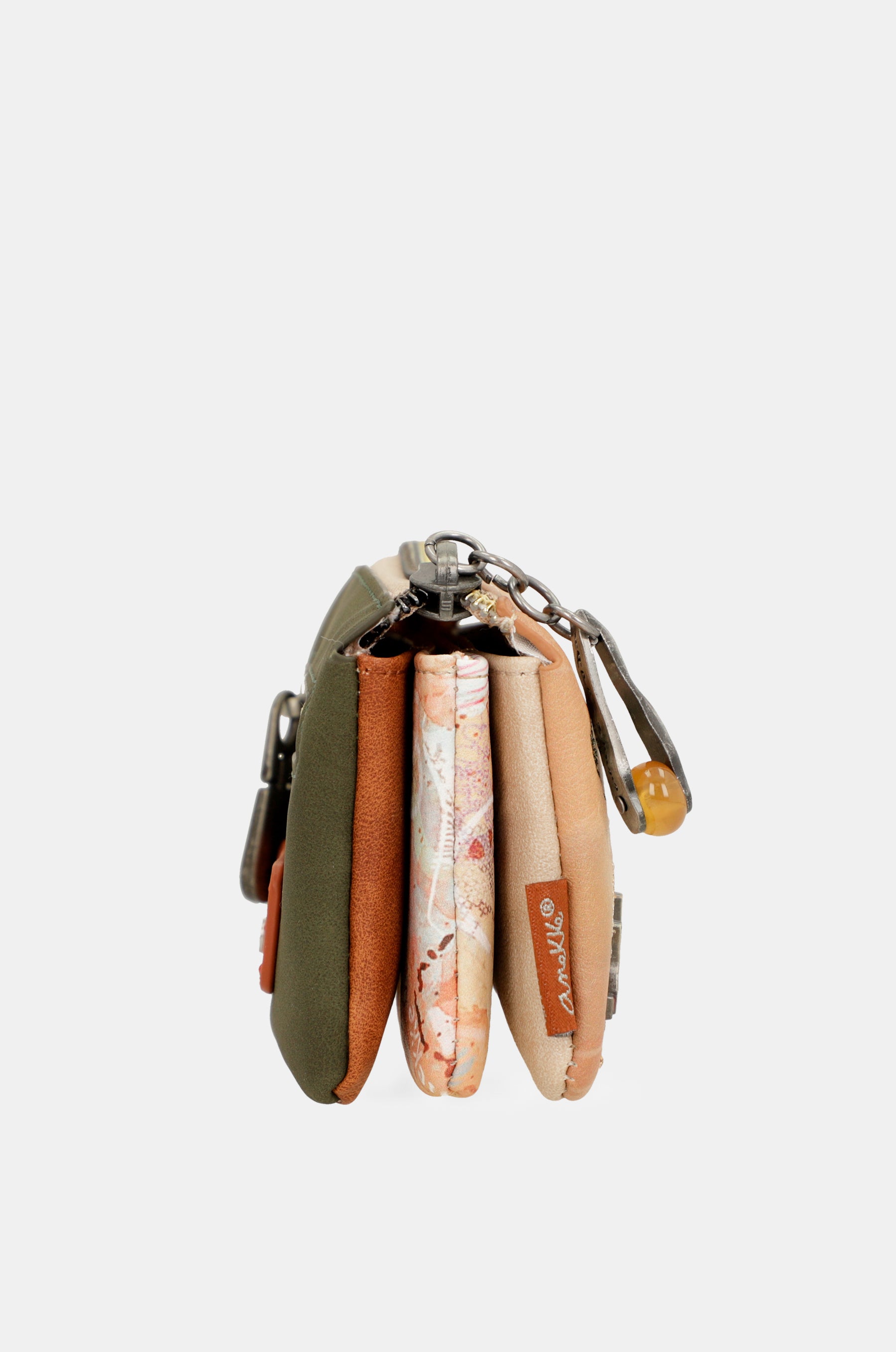 Peace & Love camel 3-compartment coin purse
