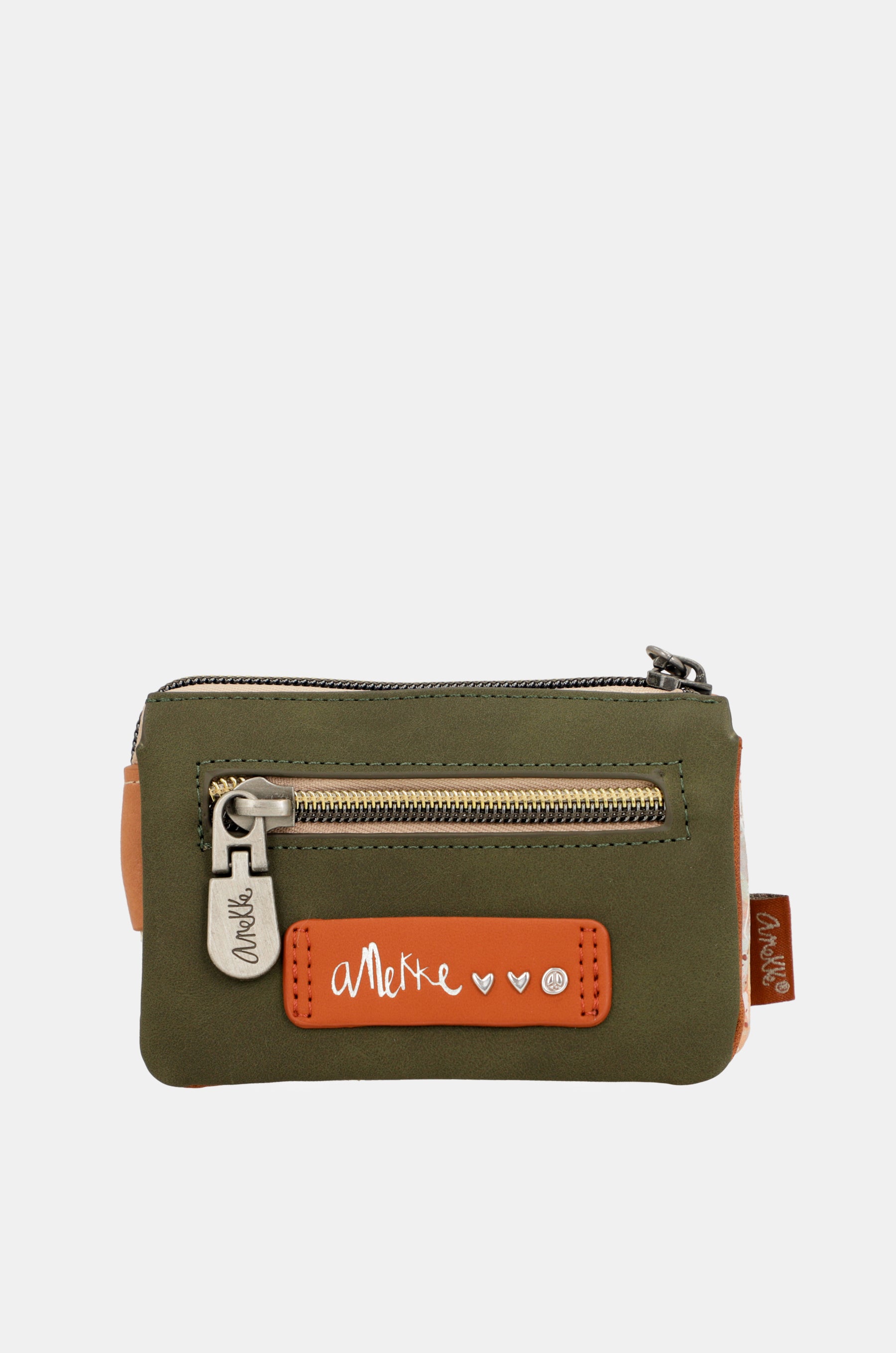 Peace & Love camel 3-compartment coin purse