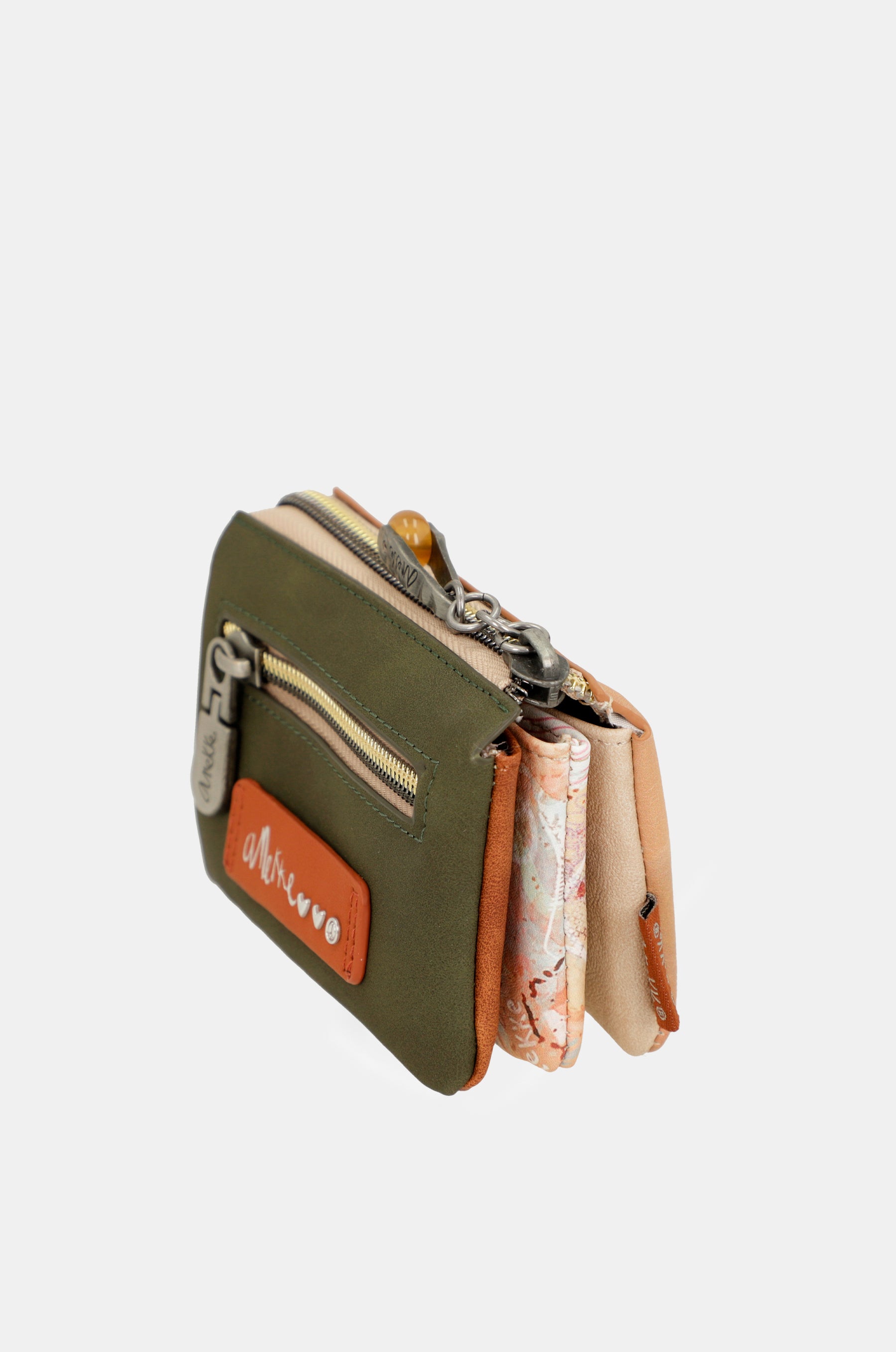 Peace & Love camel 3-compartment coin purse