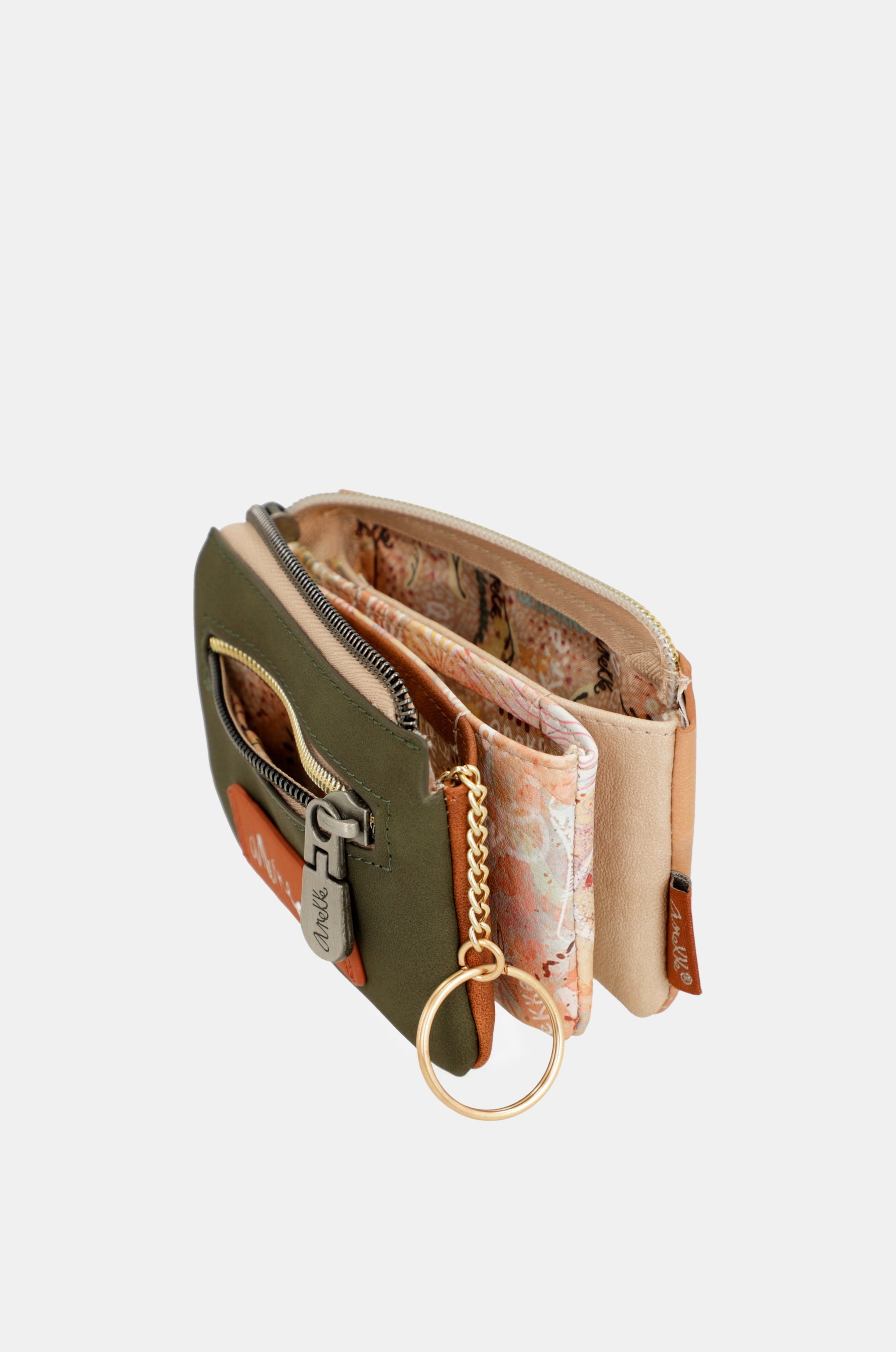 Peace & Love camel 3-compartment coin purse
