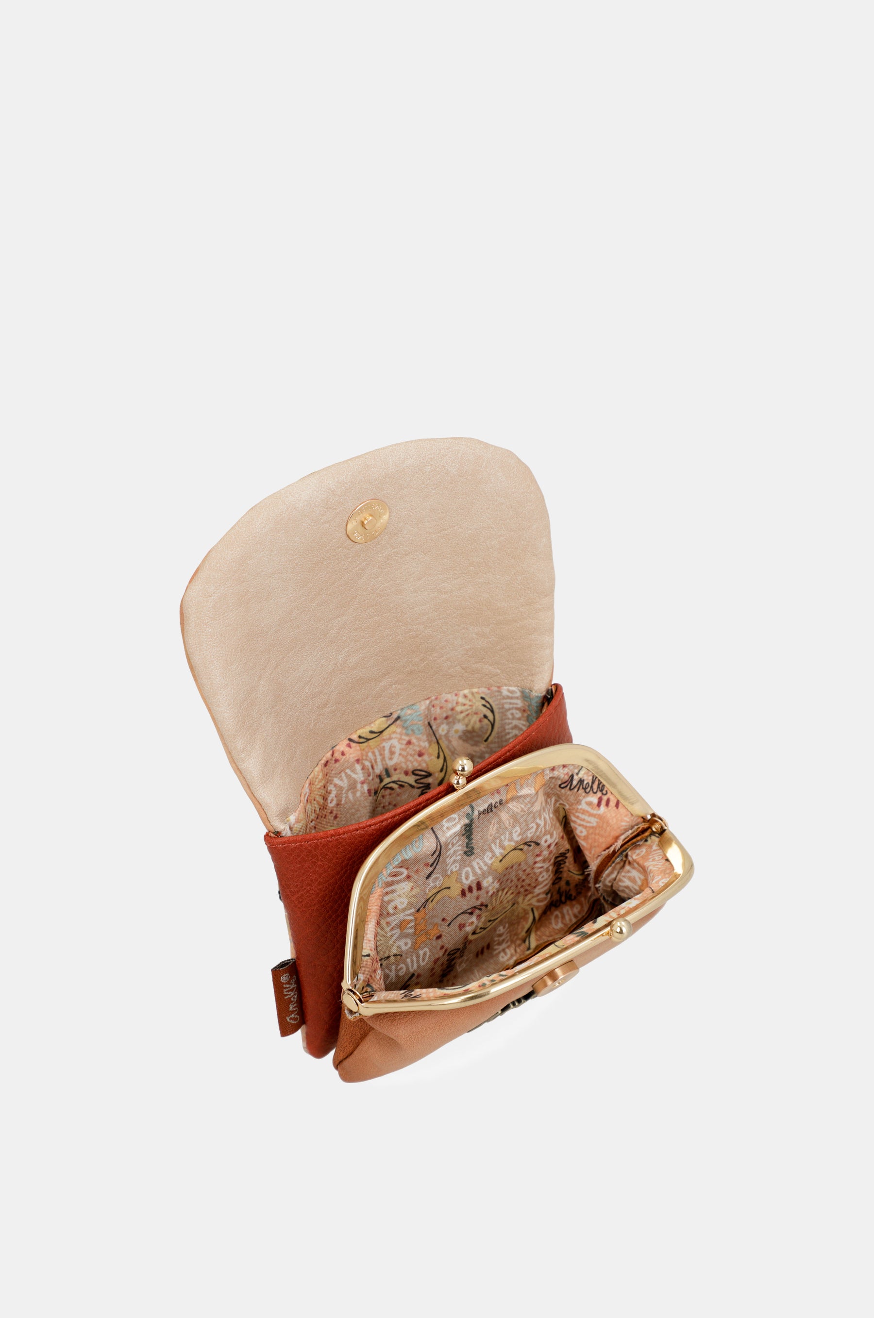 Peace & Love camel coin purse with flap