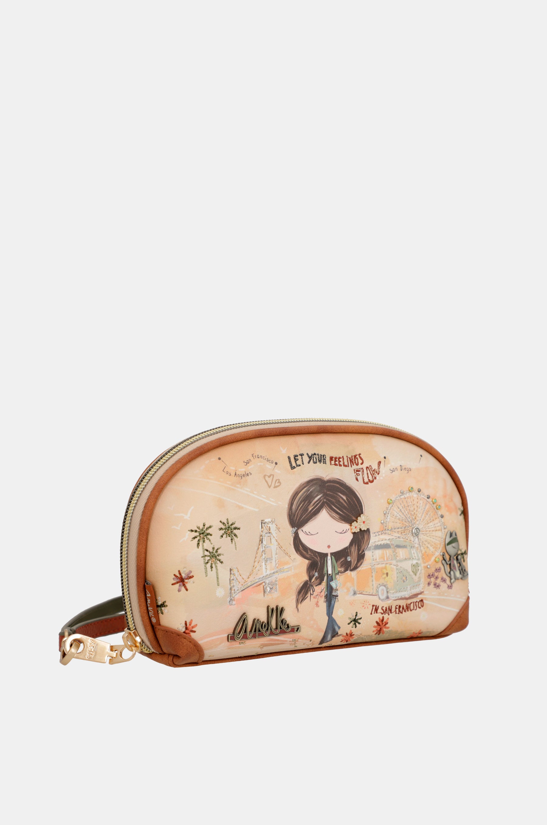 Peace & Love camel RFID holdall bag