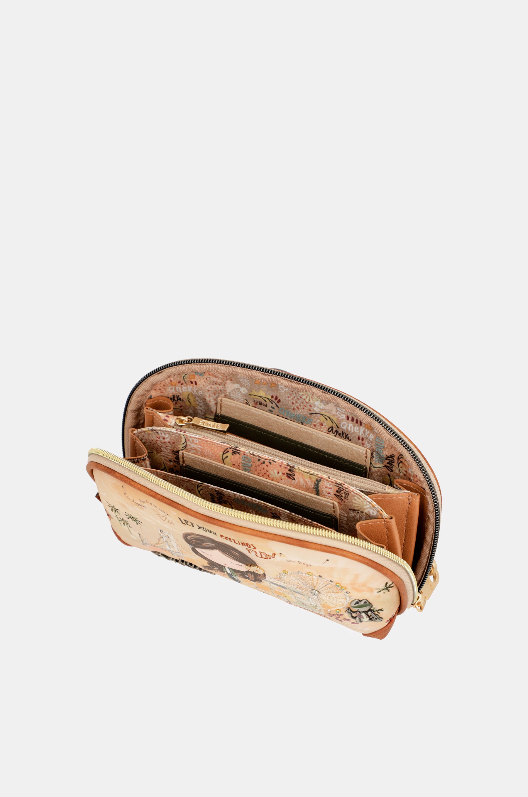 Peace & Love camel RFID holdall bag
