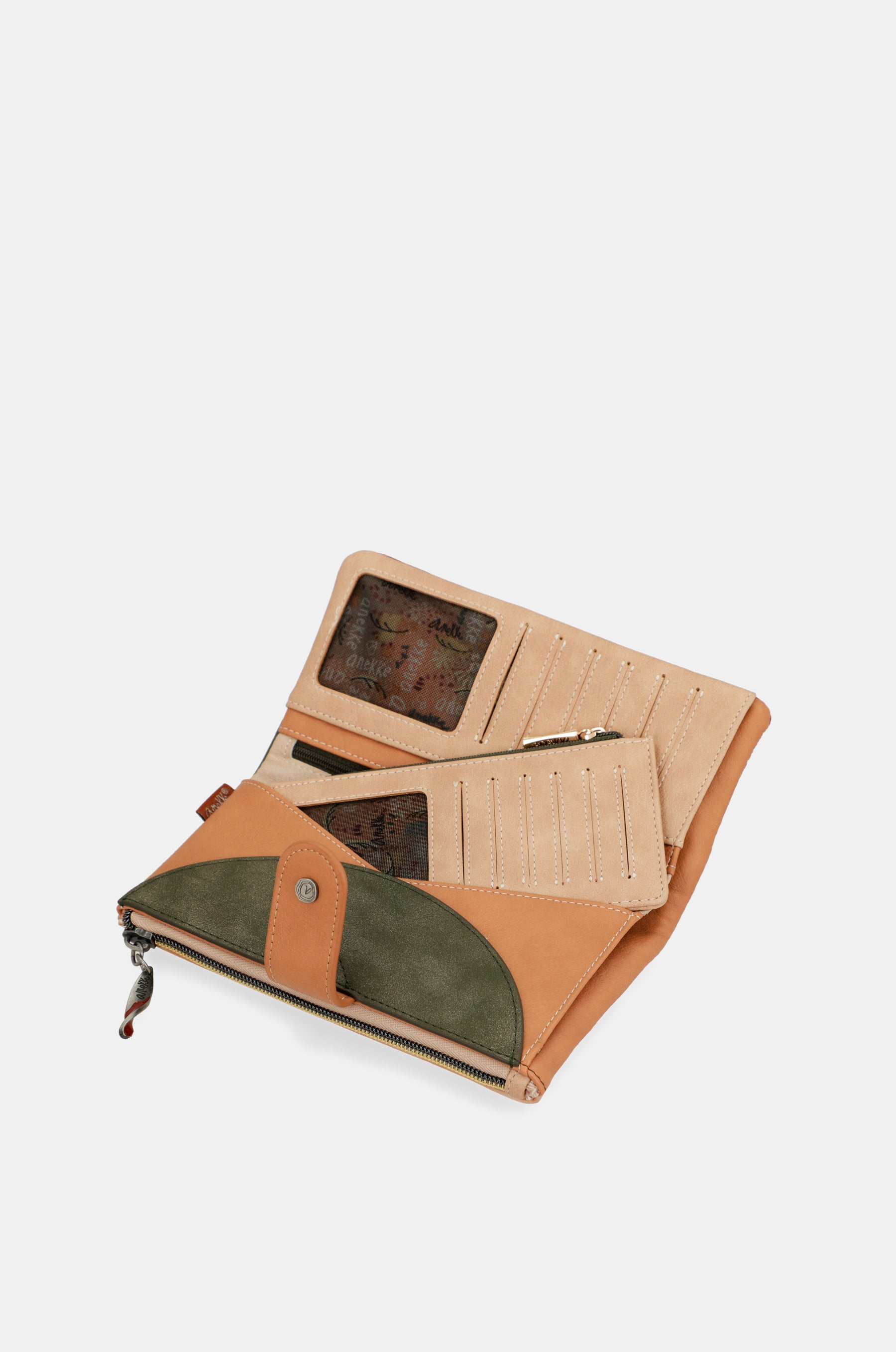 Peace & Love camel large RFID wallet