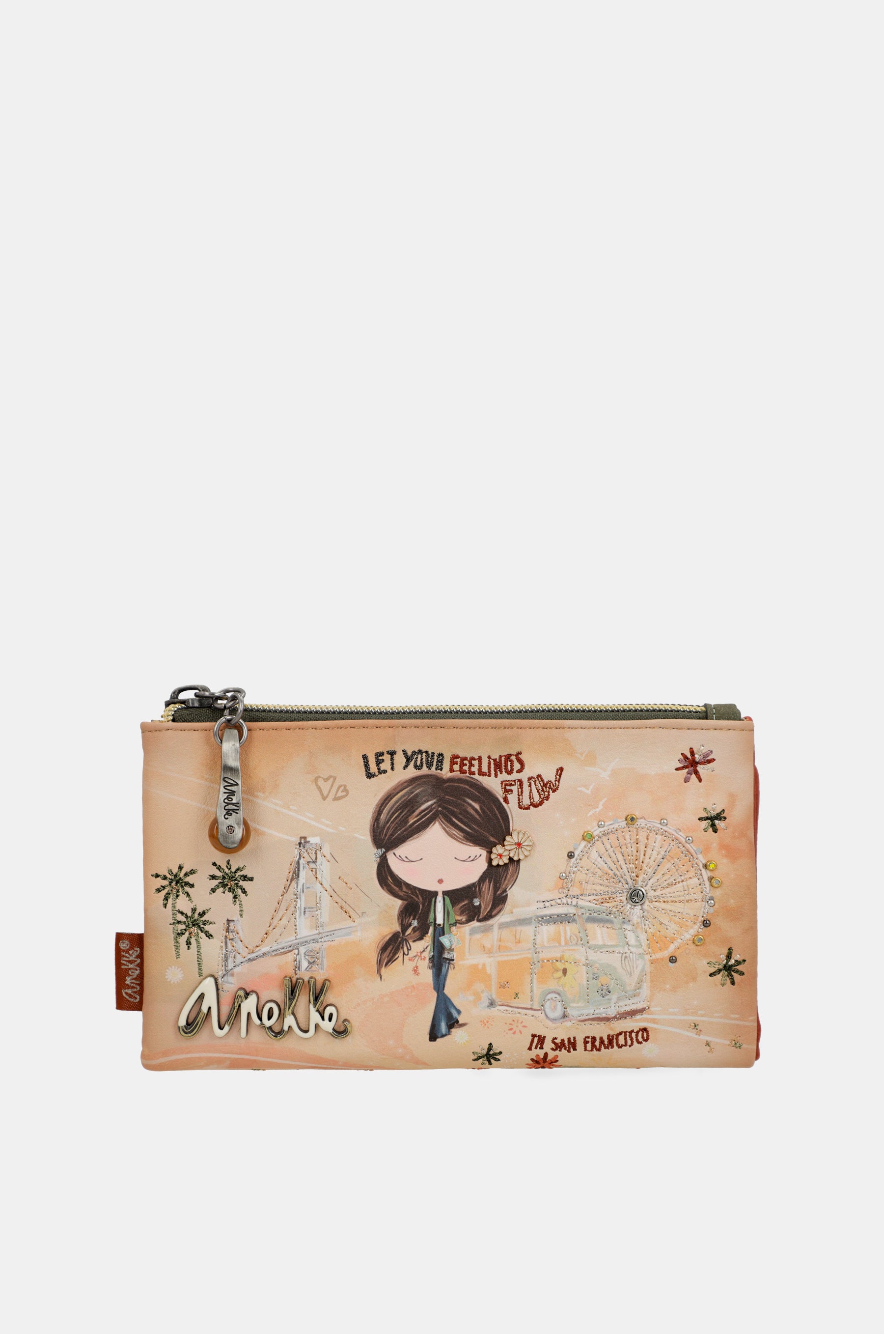 Peace & Love camel flexible RFID wallet