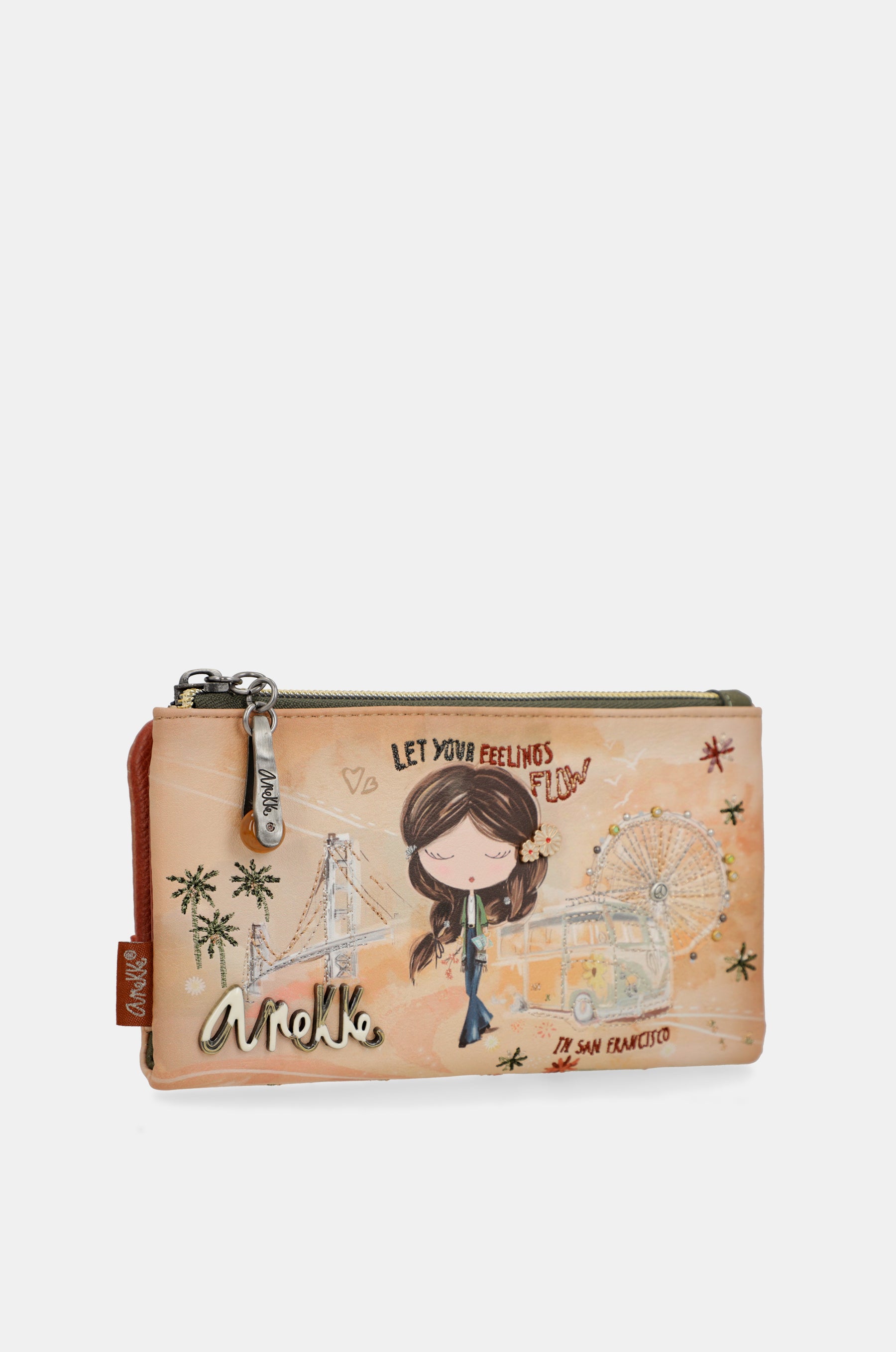 Peace & Love camel flexible RFID wallet
