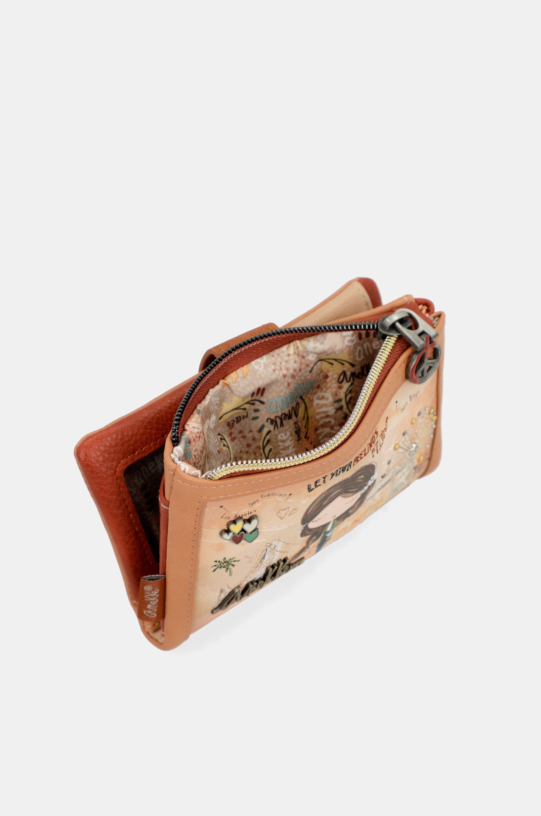 Peace & Love camel small RFID wallet