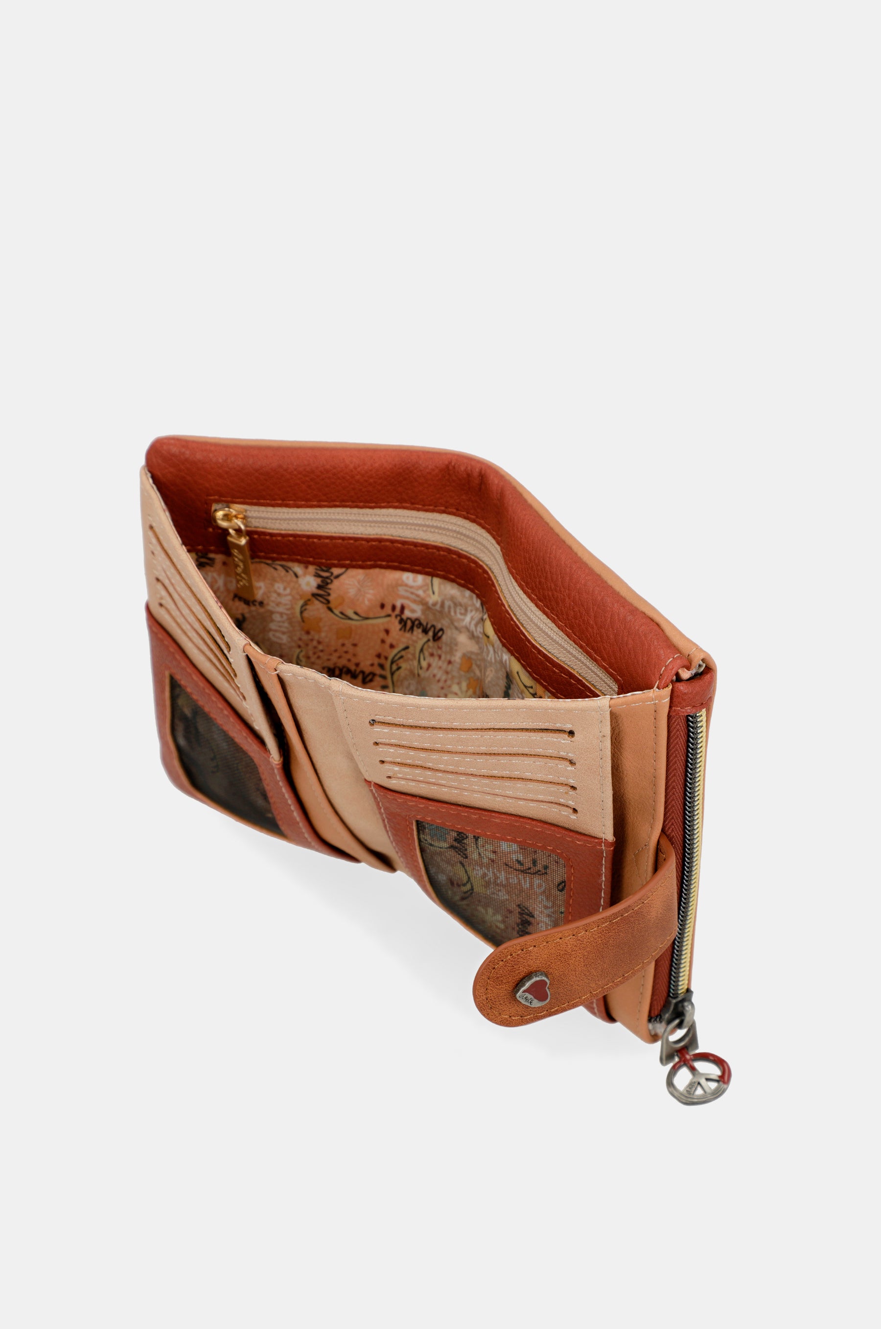 Peace & Love camel small RFID wallet