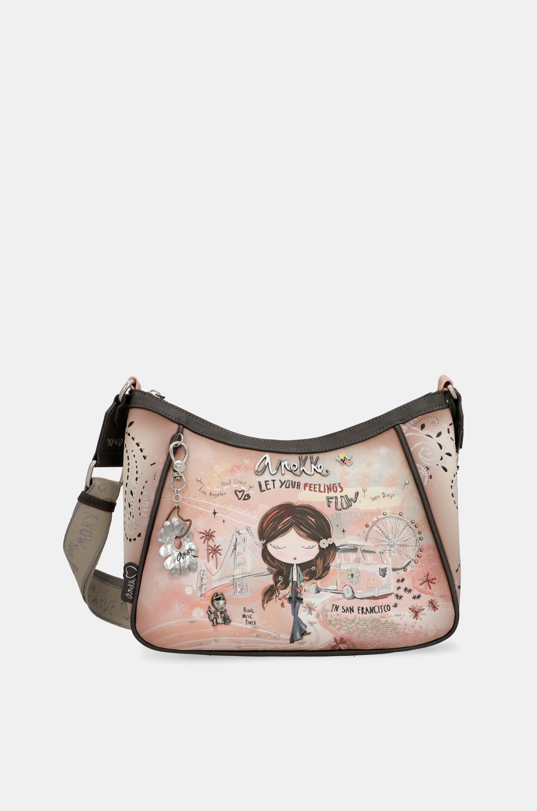 Peace & Love pink crossbody bag