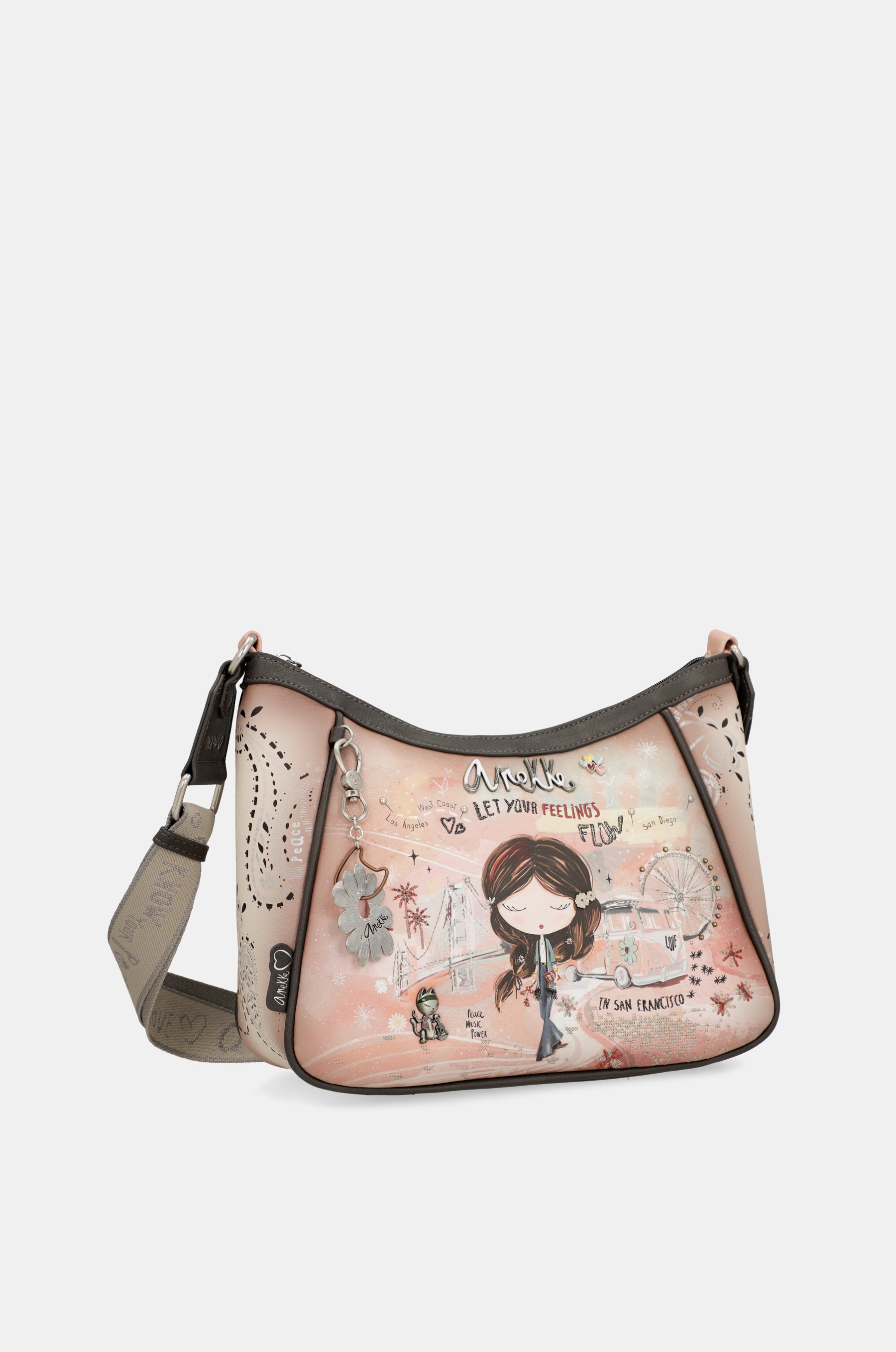 Peace & Love pink crossbody bag