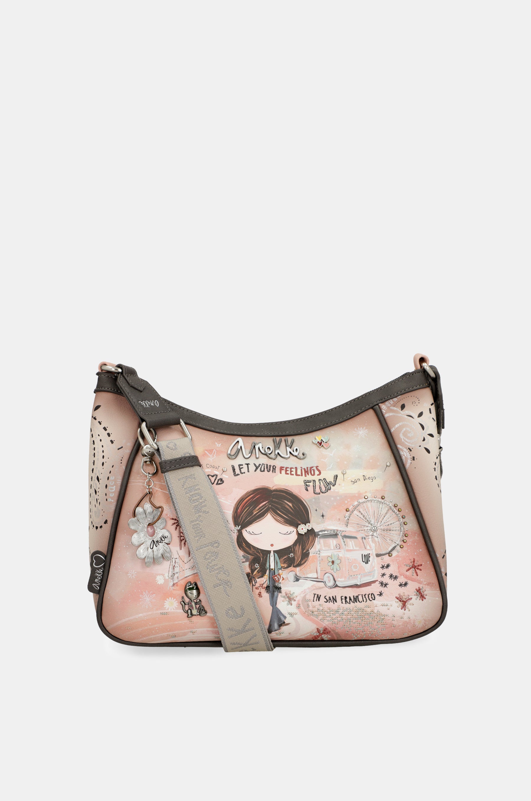 Peace & Love pink crossbody bag