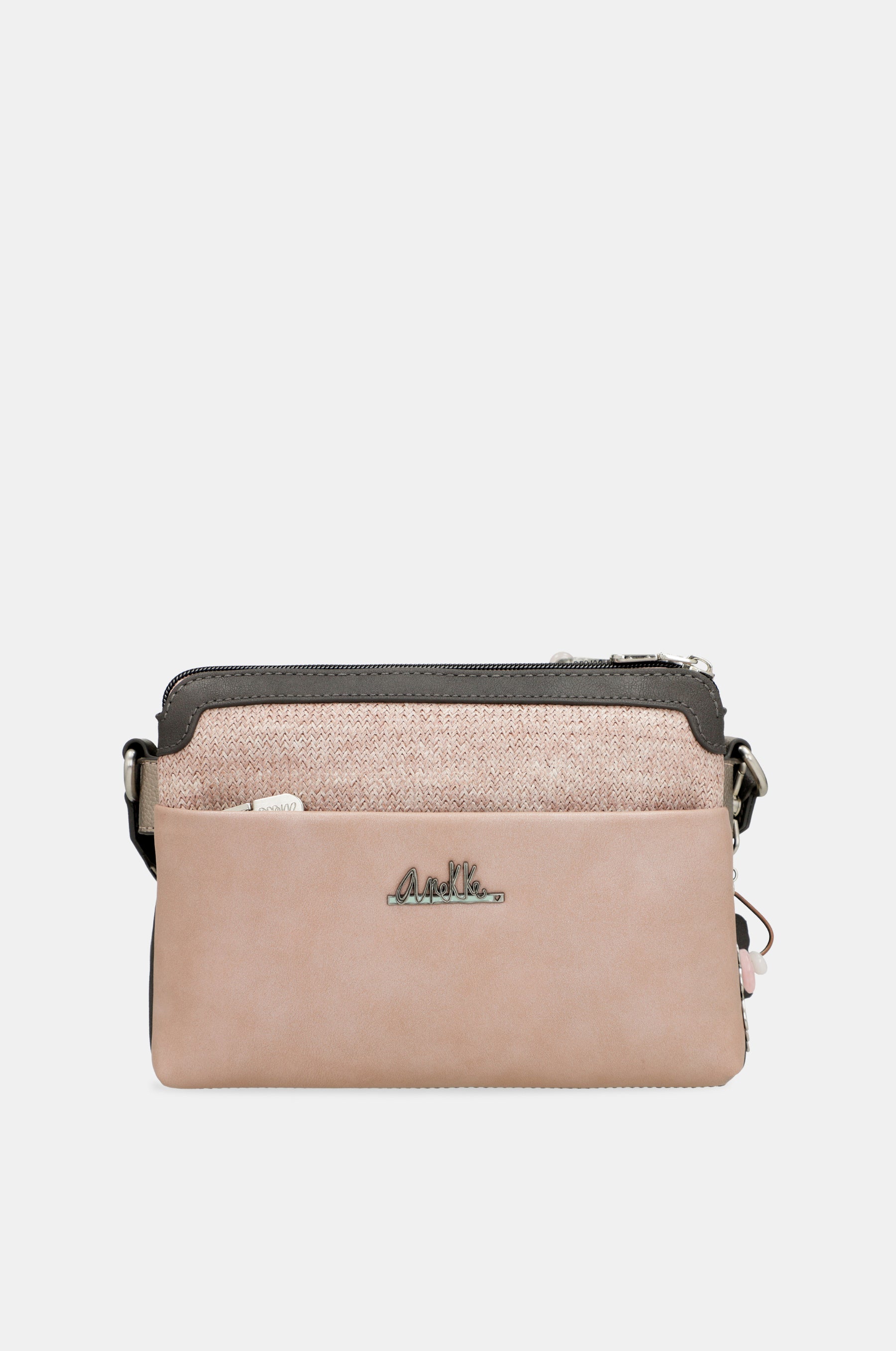 Peace & Love pink 2-compartment crossbody bag