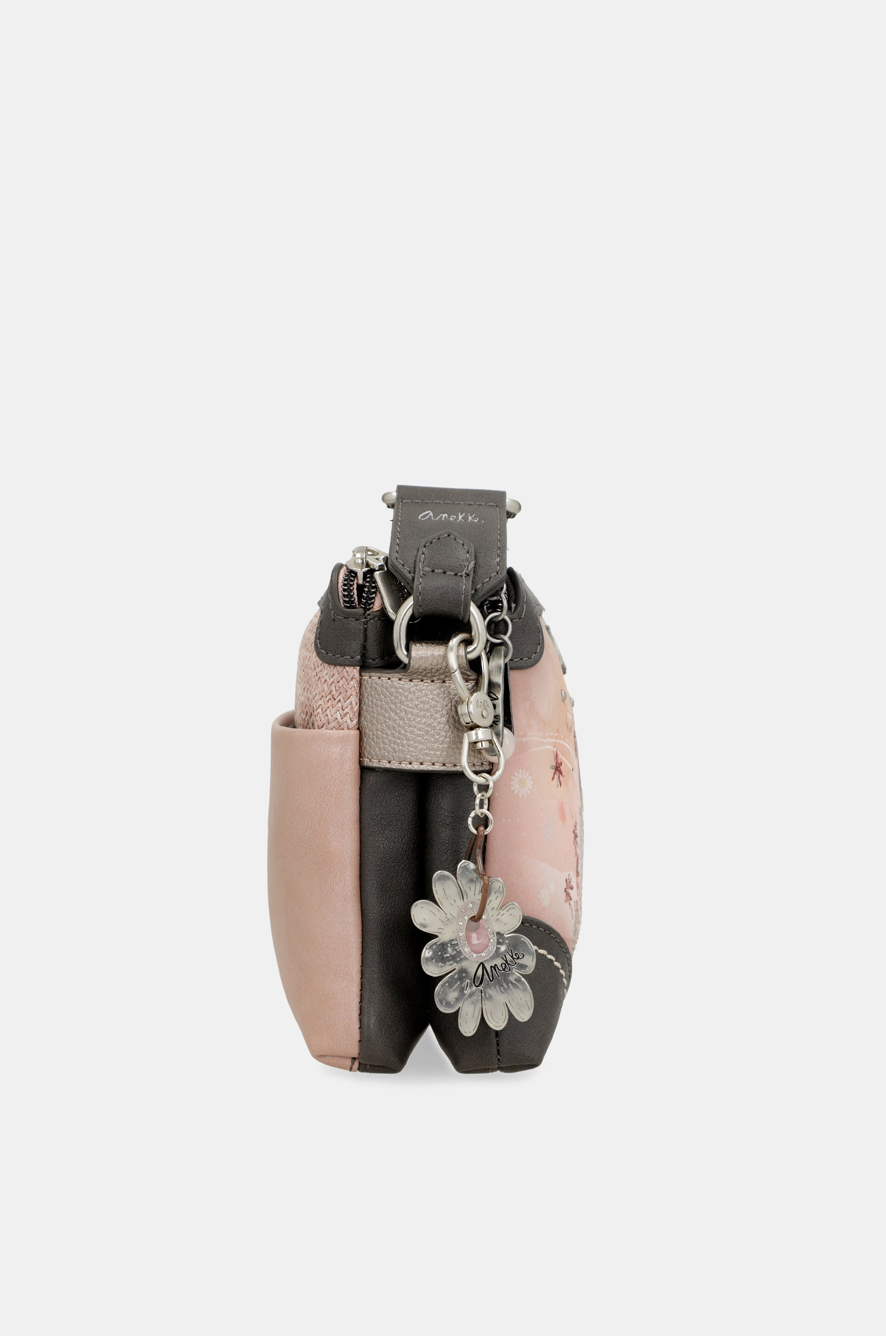 Peace & Love pink 2-compartment crossbody bag