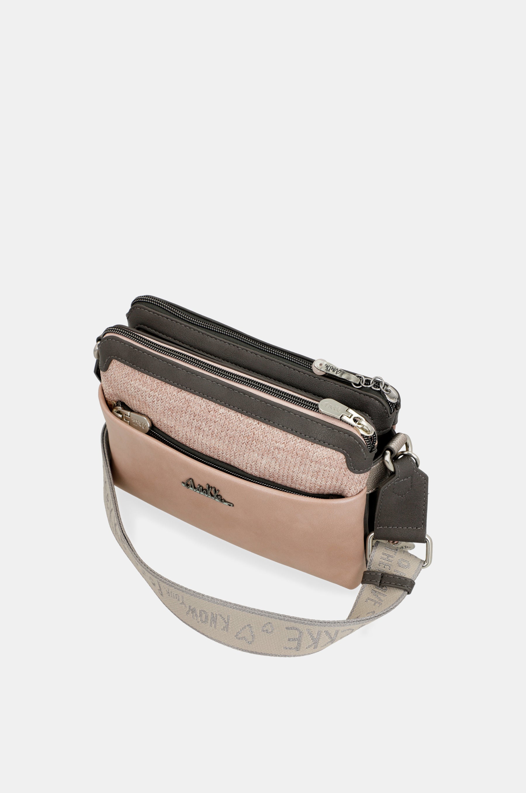 Peace & Love pink 2-compartment crossbody bag
