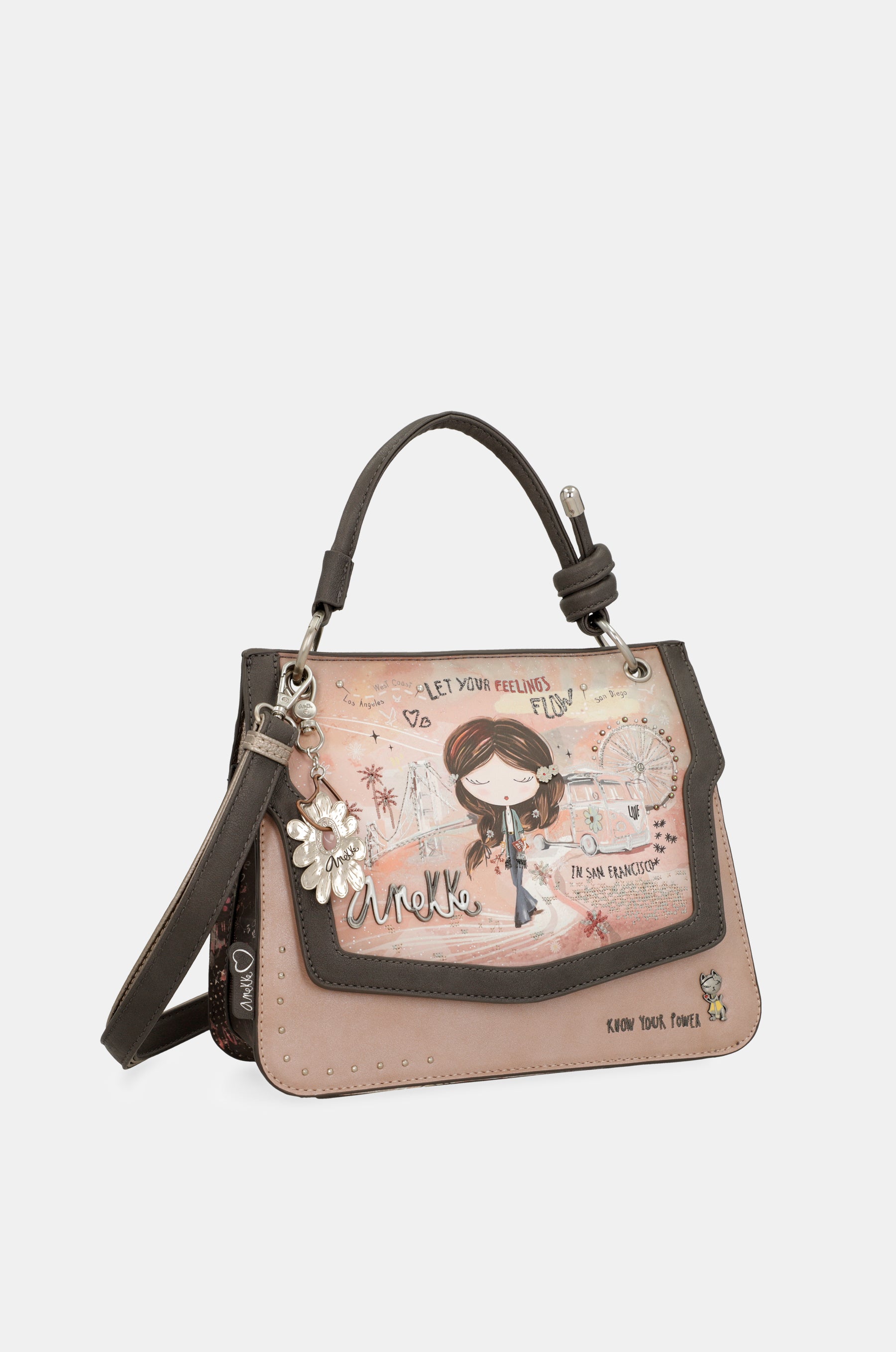 Peace & Love pink flap bag