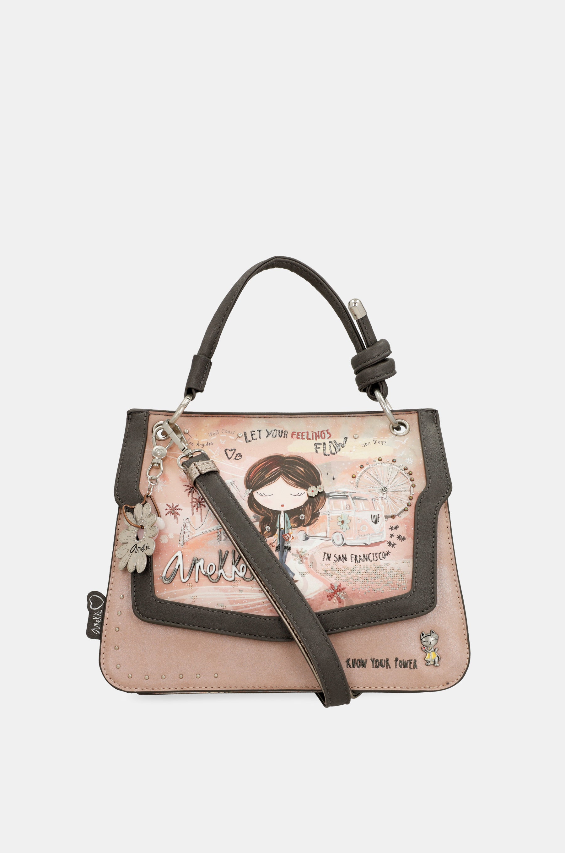 Peace & Love pink flap bag