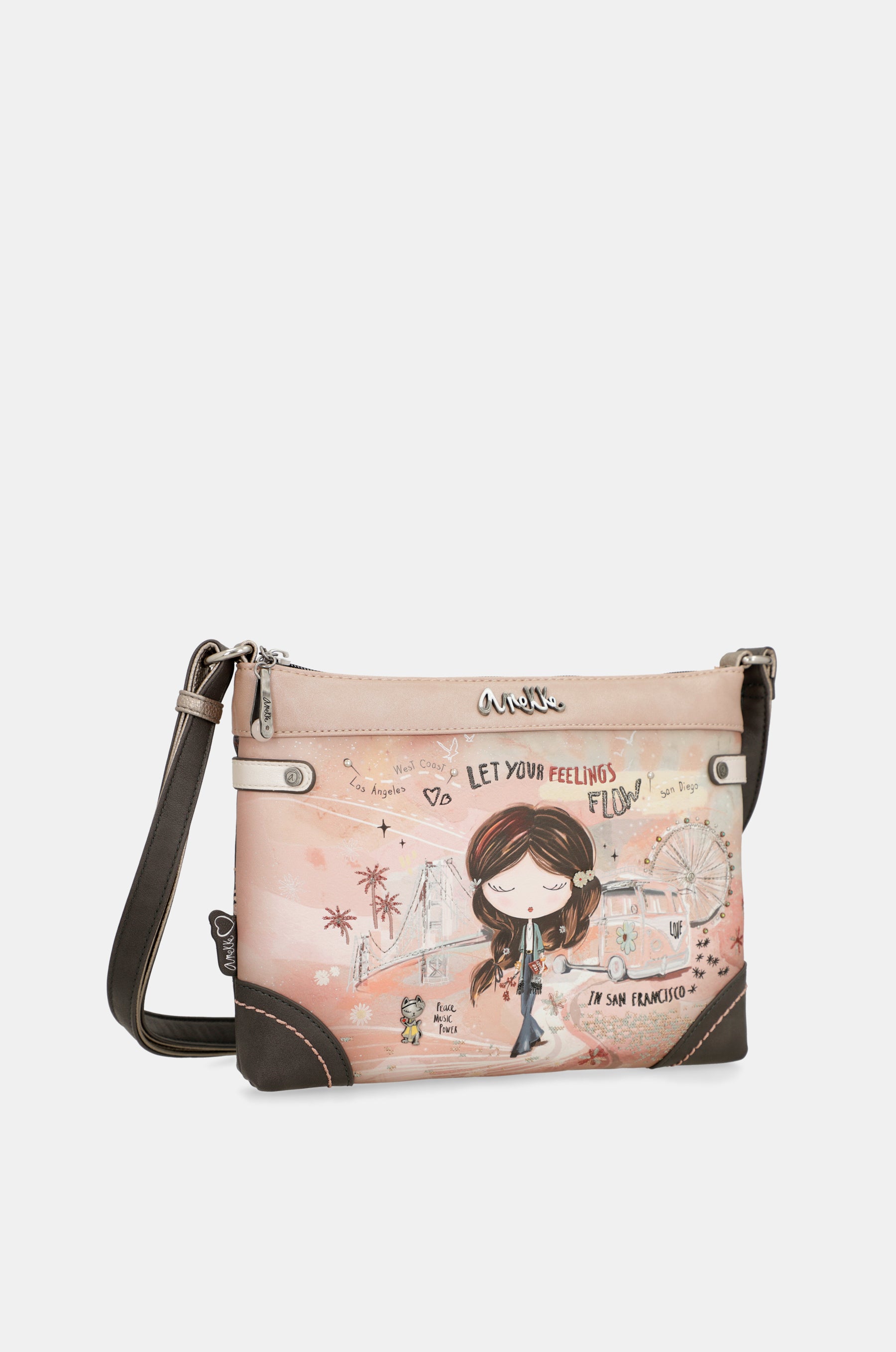 Peace & Love pink medium crossbody bag