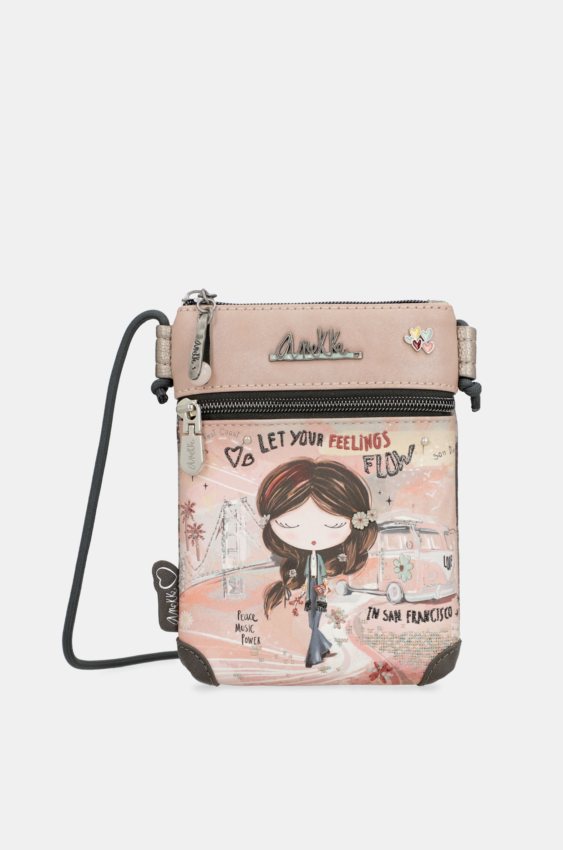 Peace & Love pink mini crossbody bag
