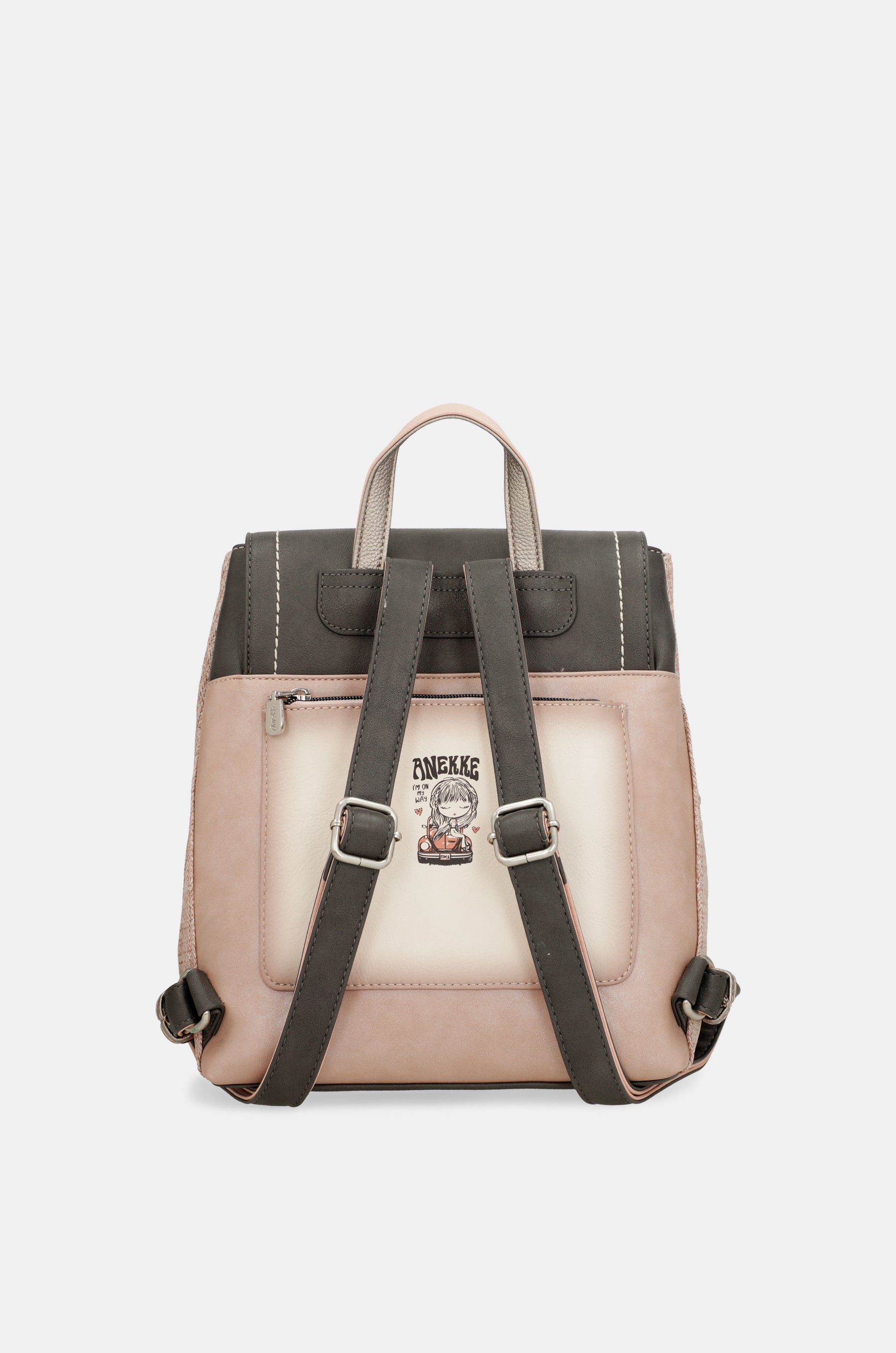 Peace & Love pink backpack with flap