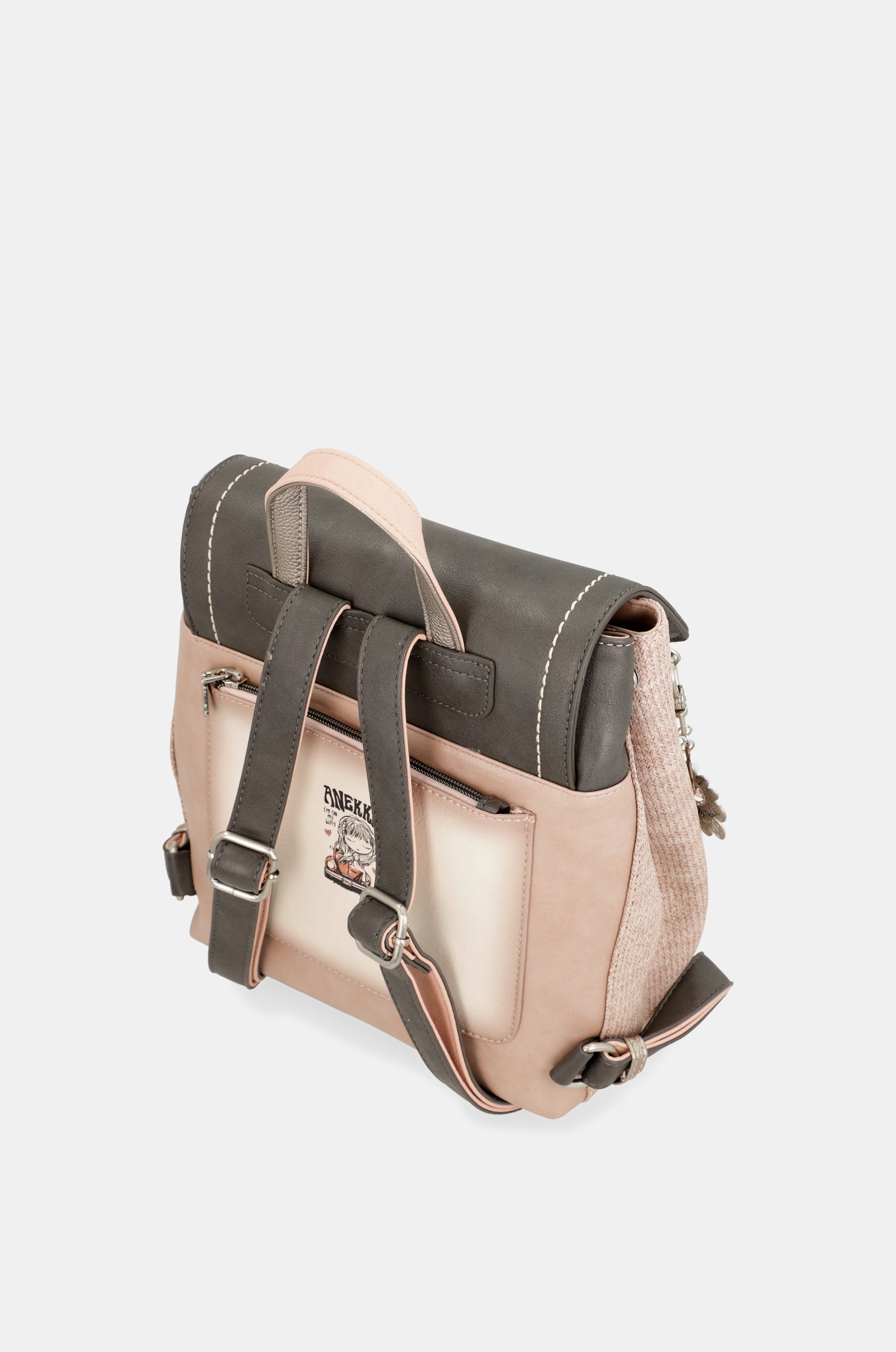 Peace & Love pink backpack with flap