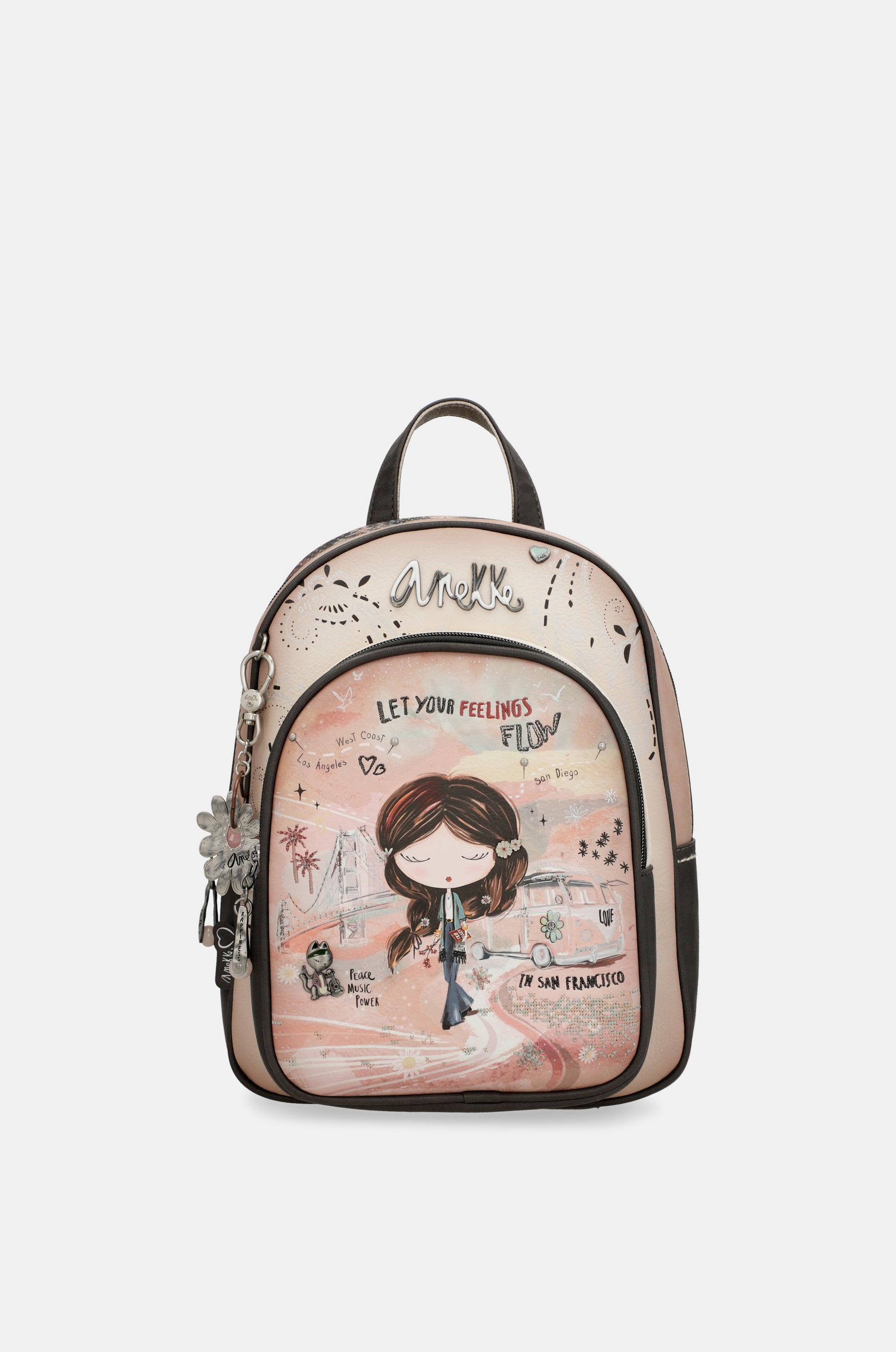 Peace & Love pink medium backpack