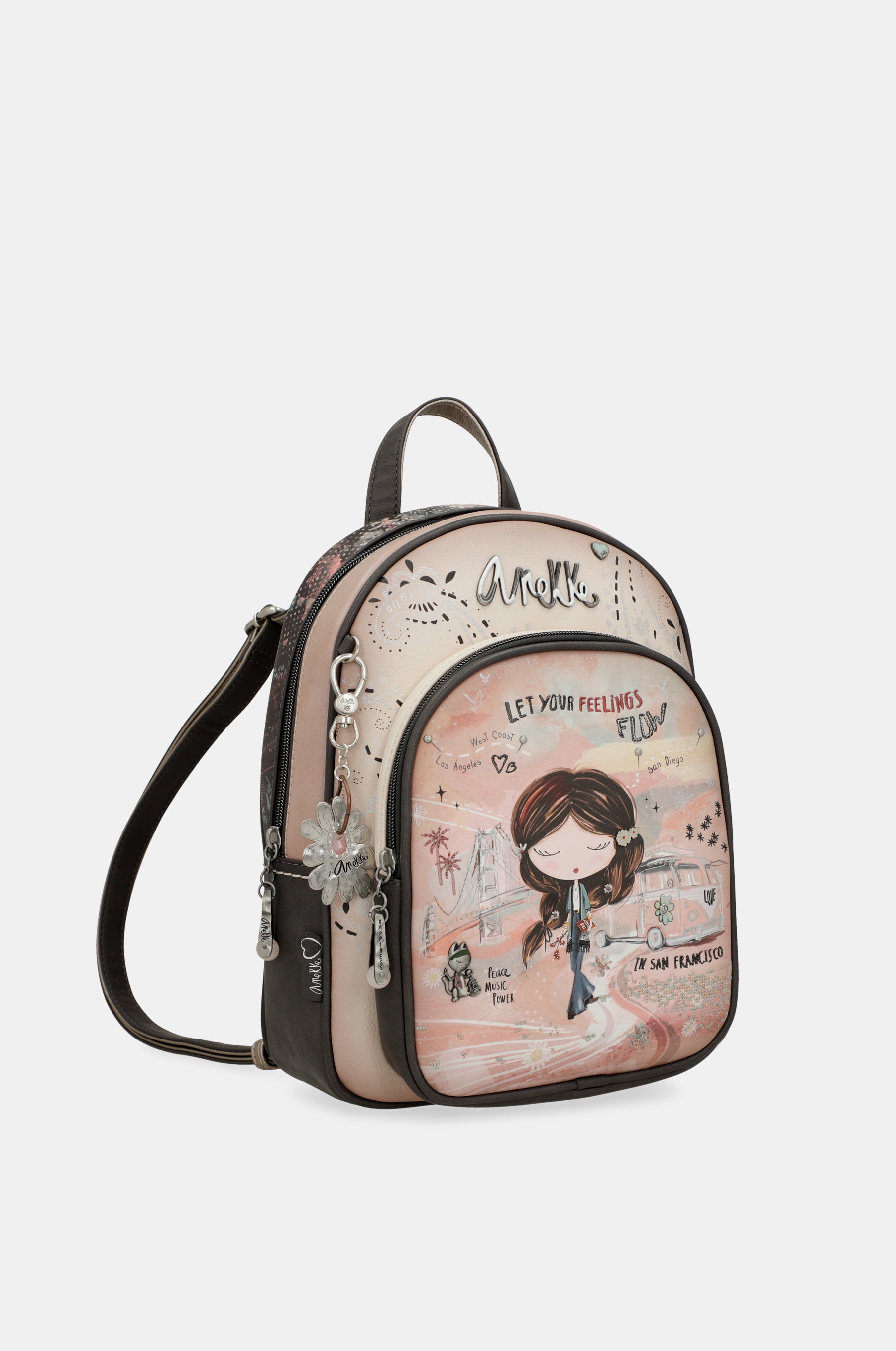 Peace & Love pink medium backpack