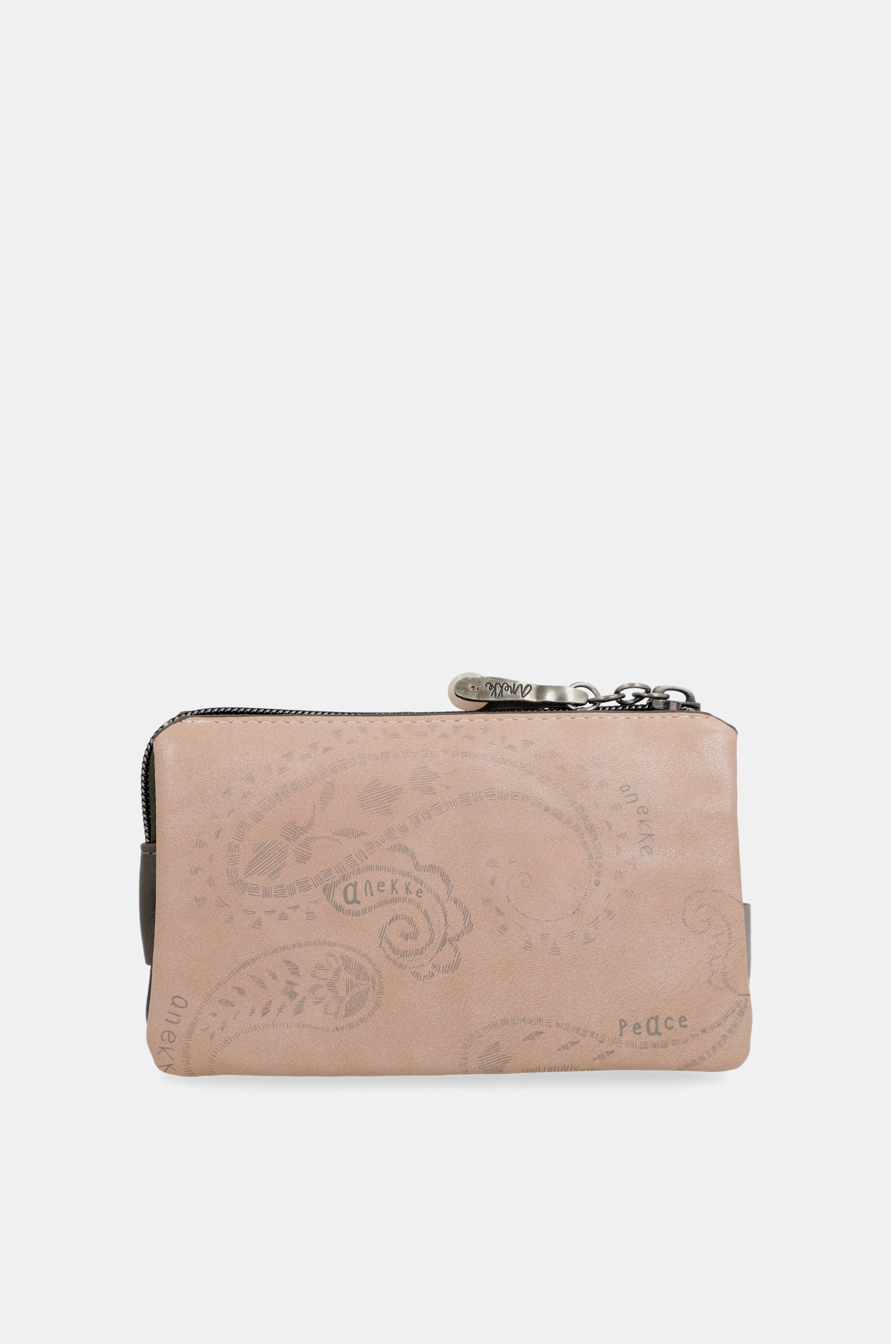 Peace & Love pink 3-compartment coin purse