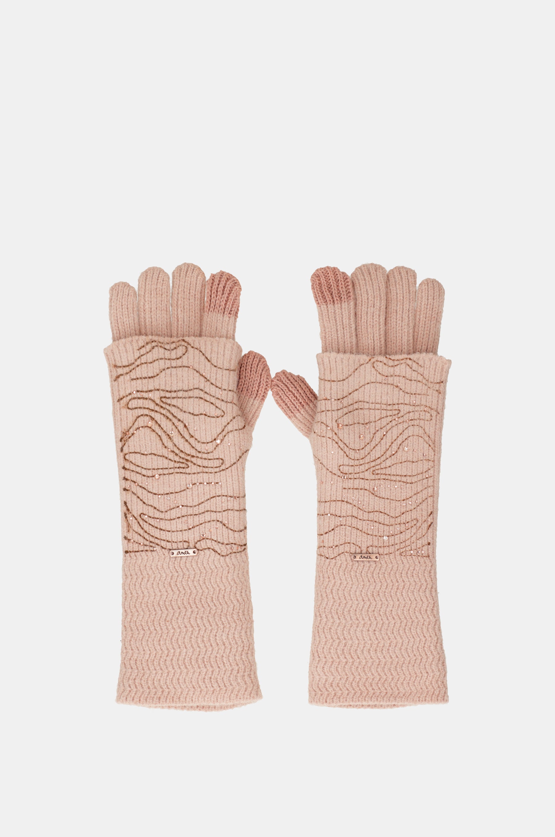 Beige knitted gloves