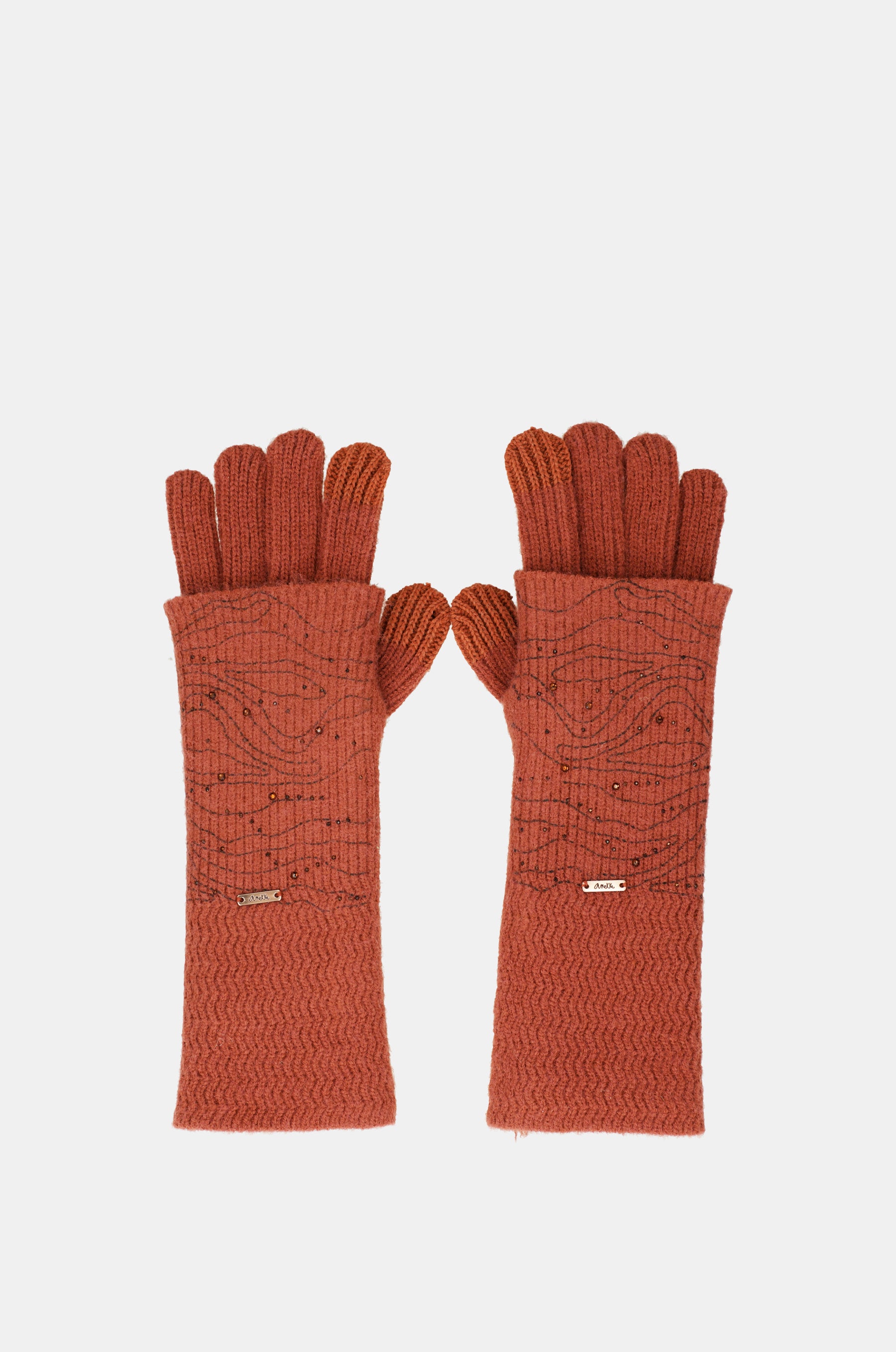 Red knitted gloves