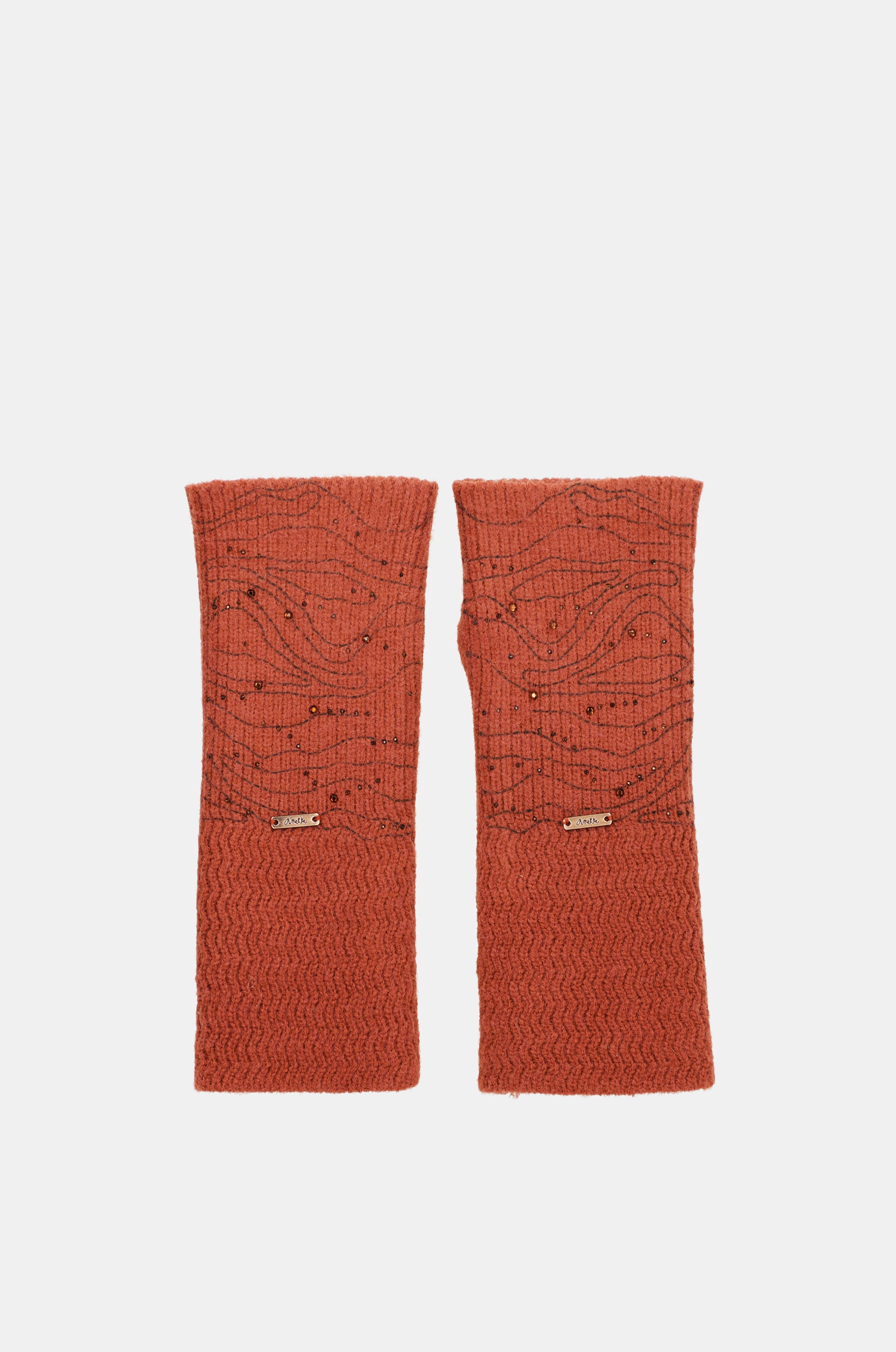 Red knitted gloves