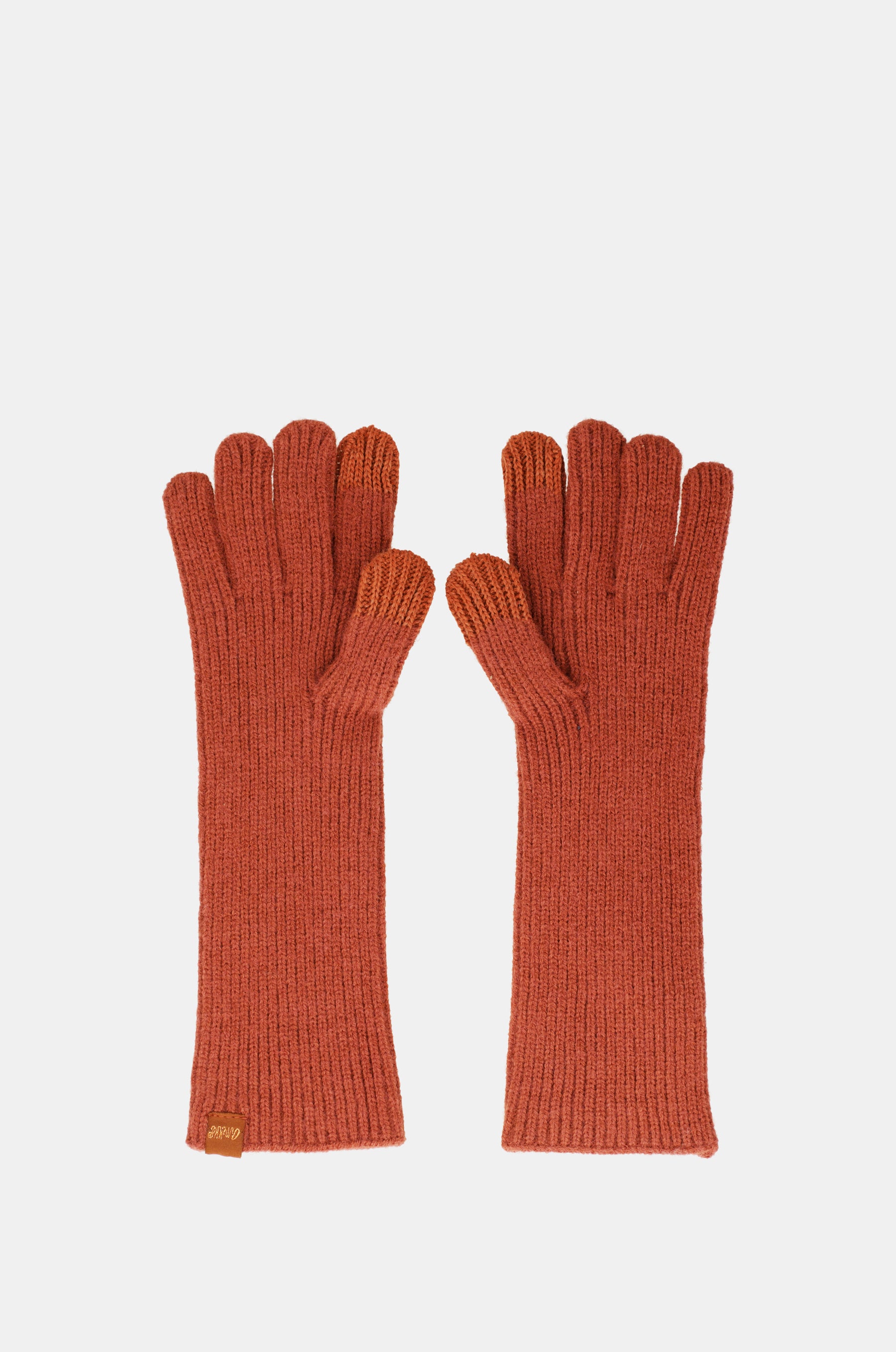 Red knitted gloves