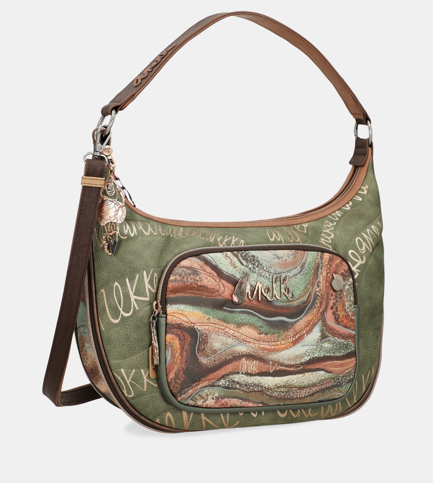 Oval Flap Shoulder Bag With 3 Compartments Alma Anekke