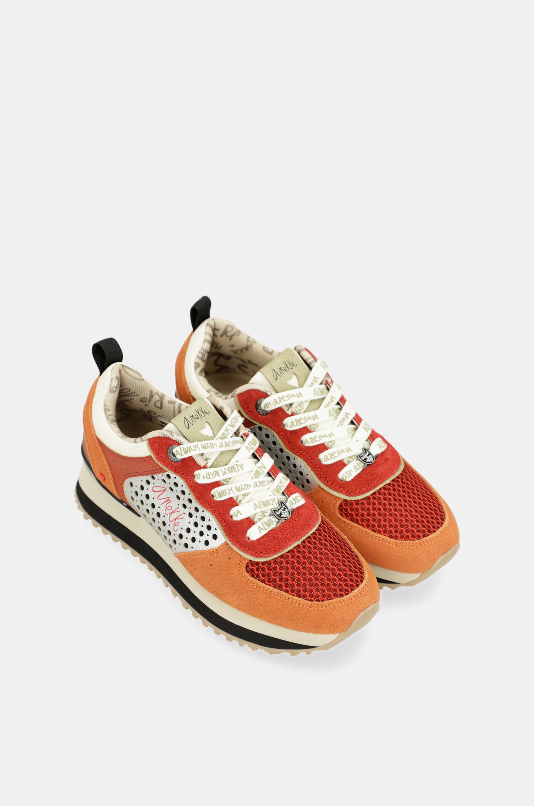 Red platform sneakers