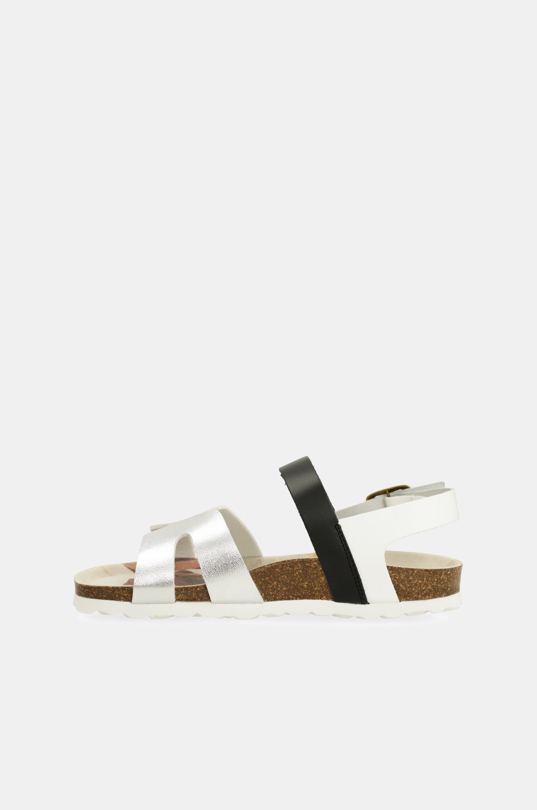 Silver and black sandals