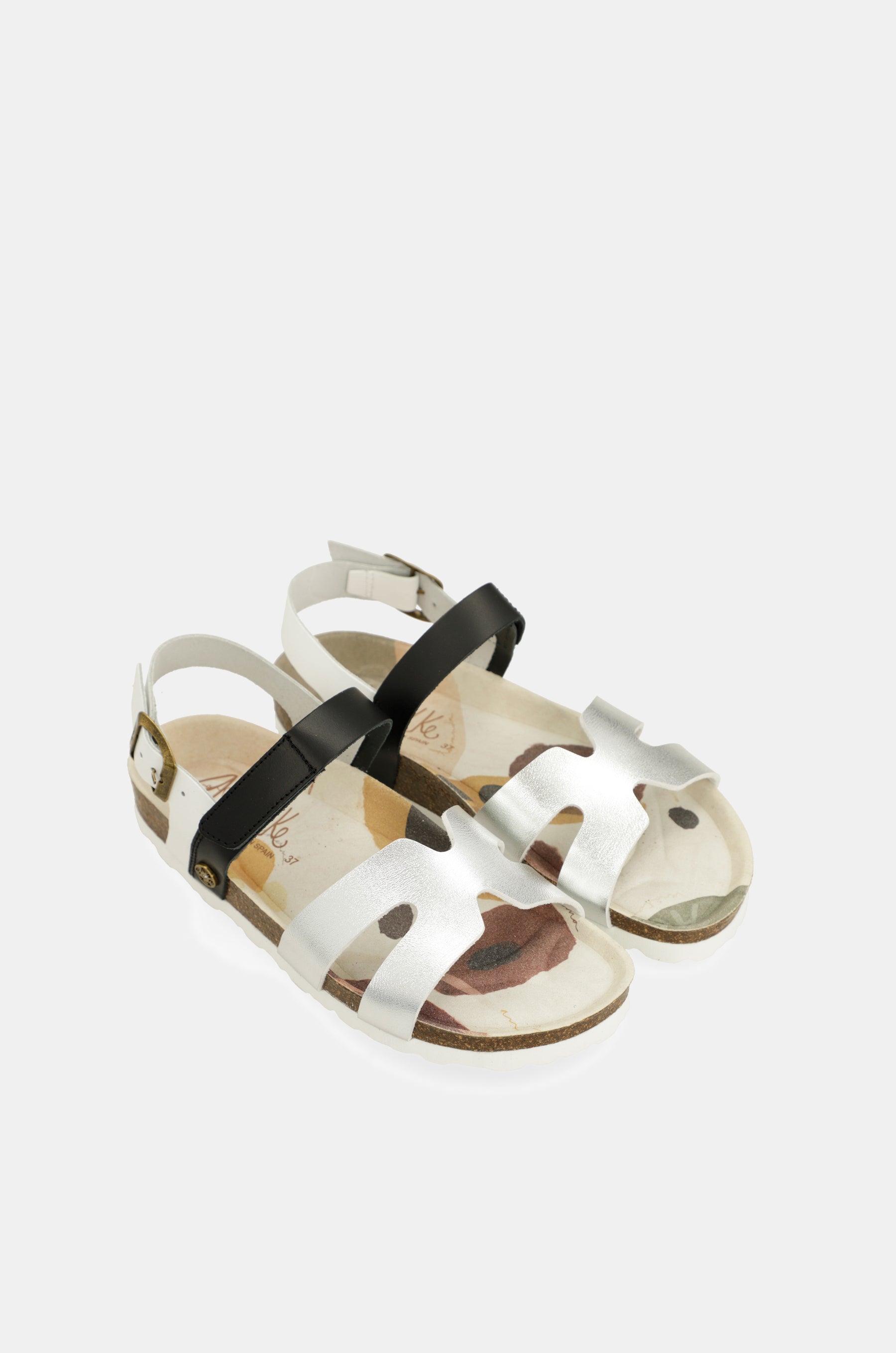 Silver and black sandals