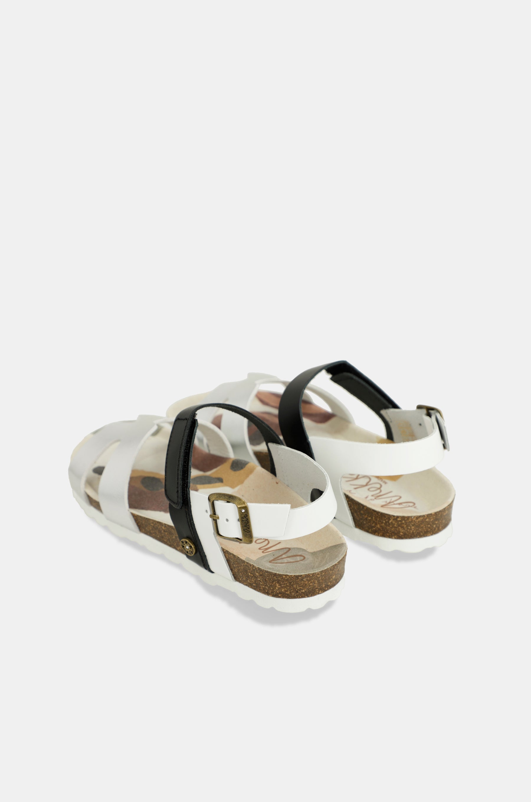 Silver and black sandals