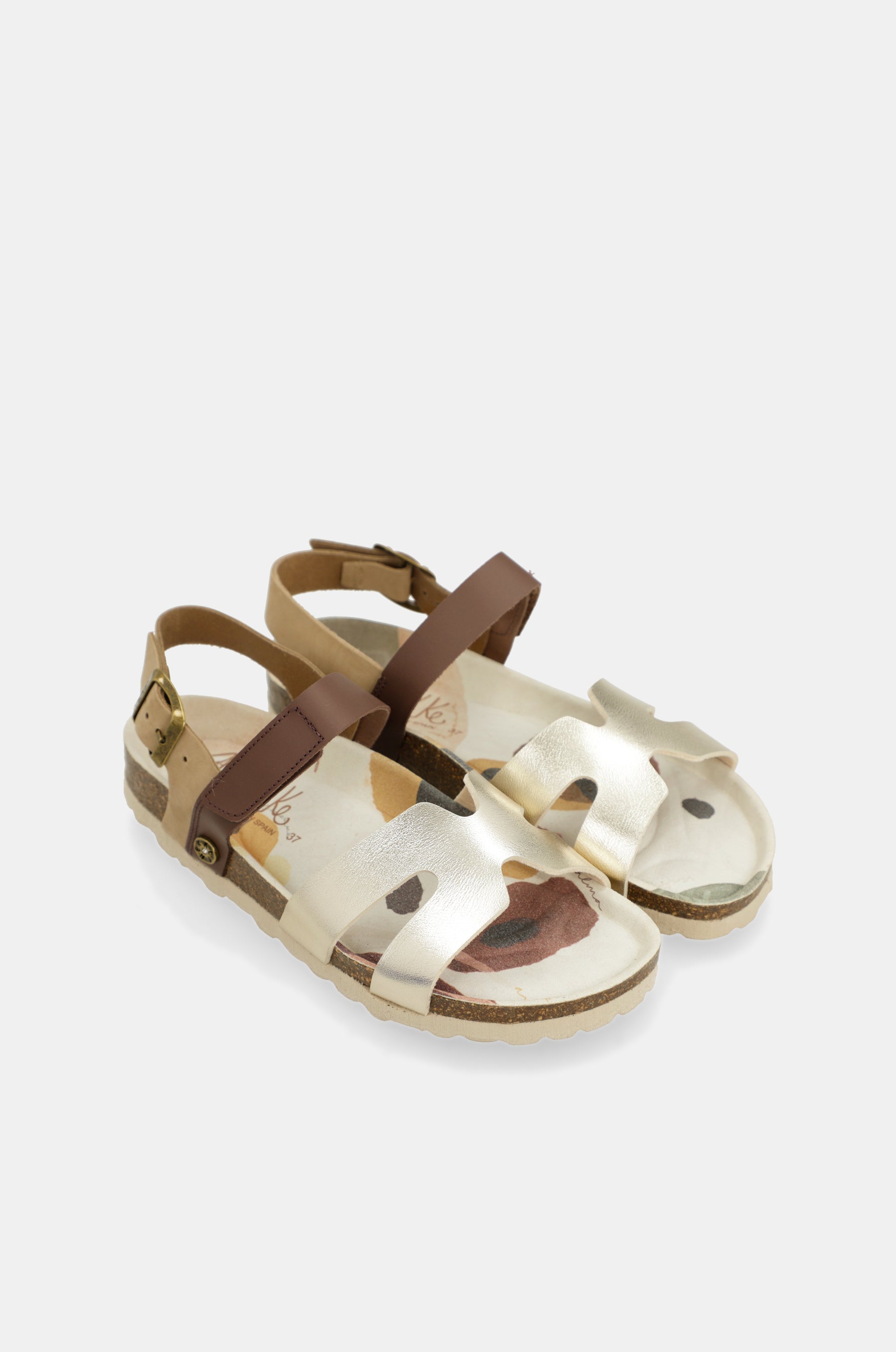 Gold and brown sandals