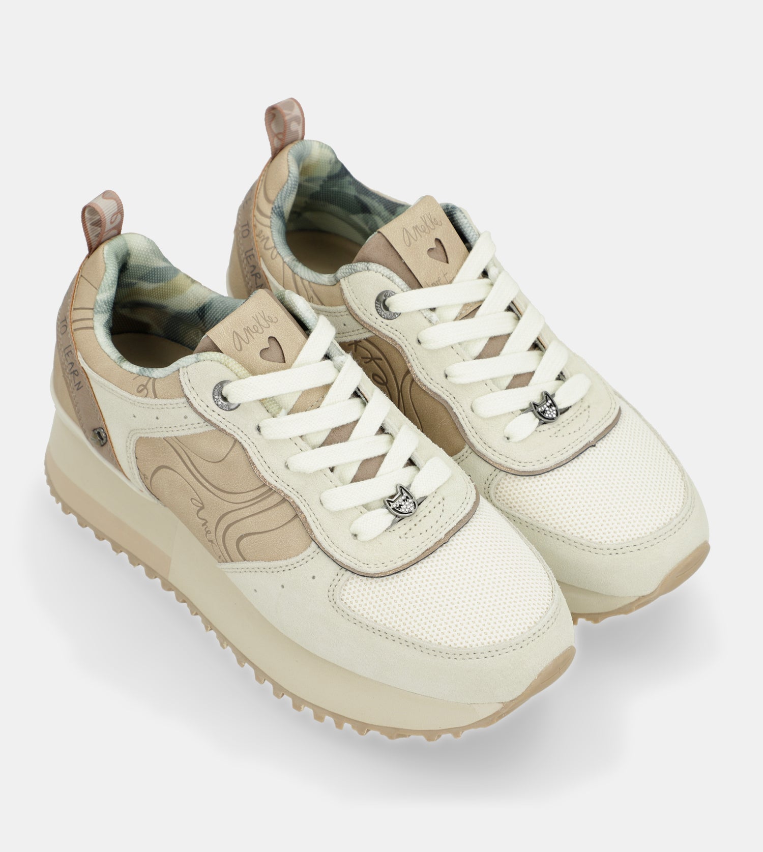 Beige platform sneakers