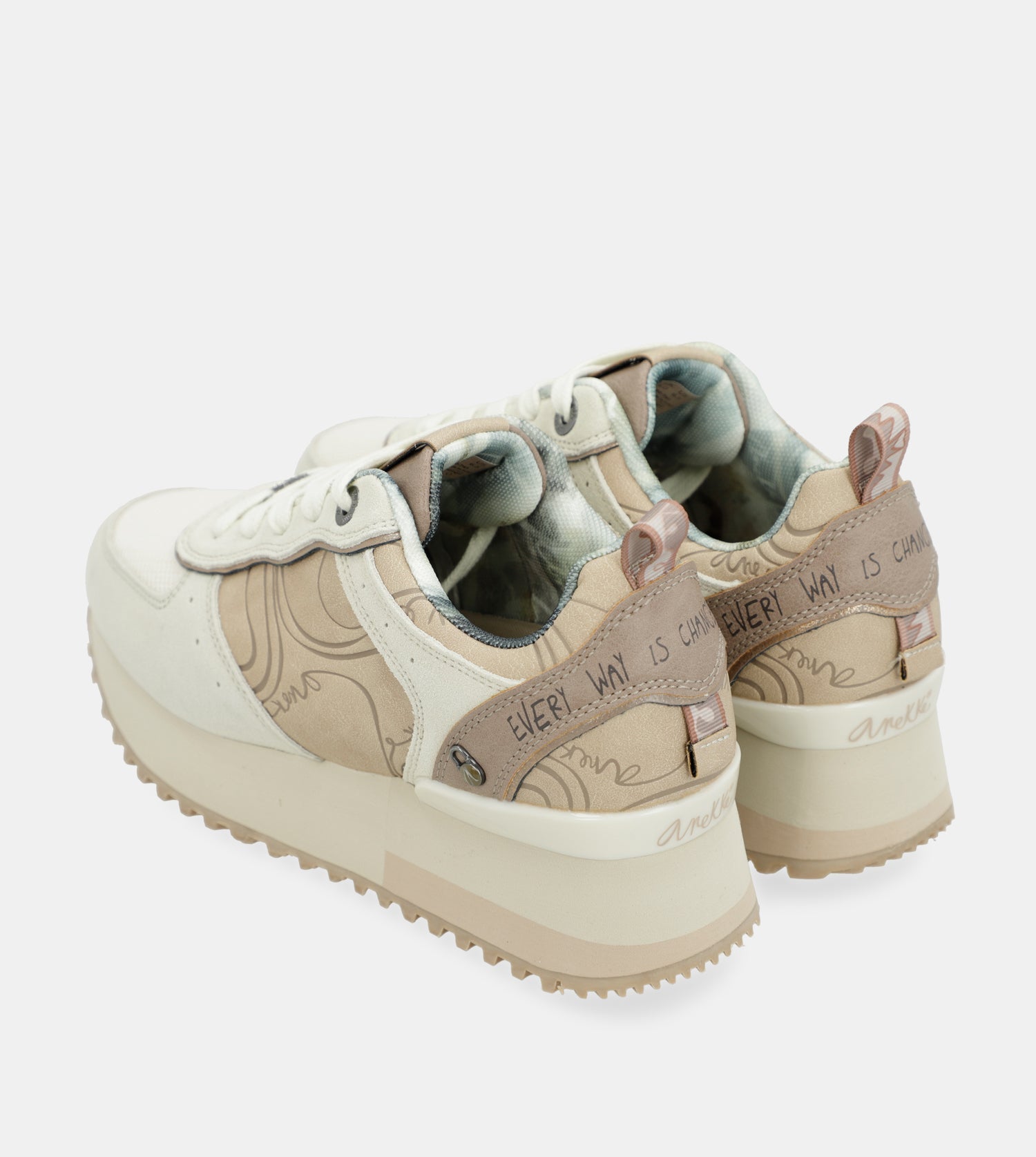 Beige platform sneakers