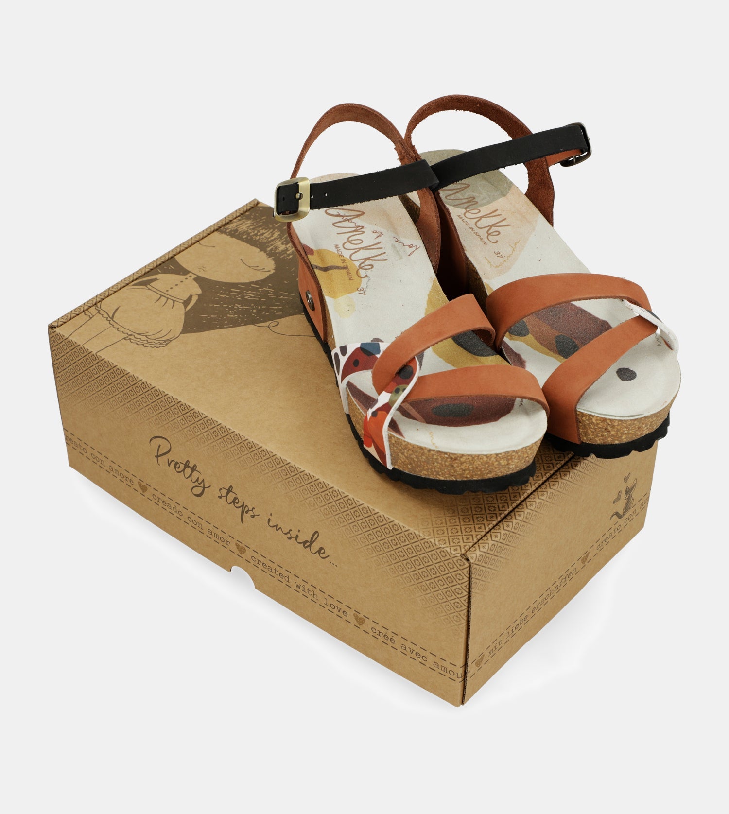 Wedge sandals bio leather straps
