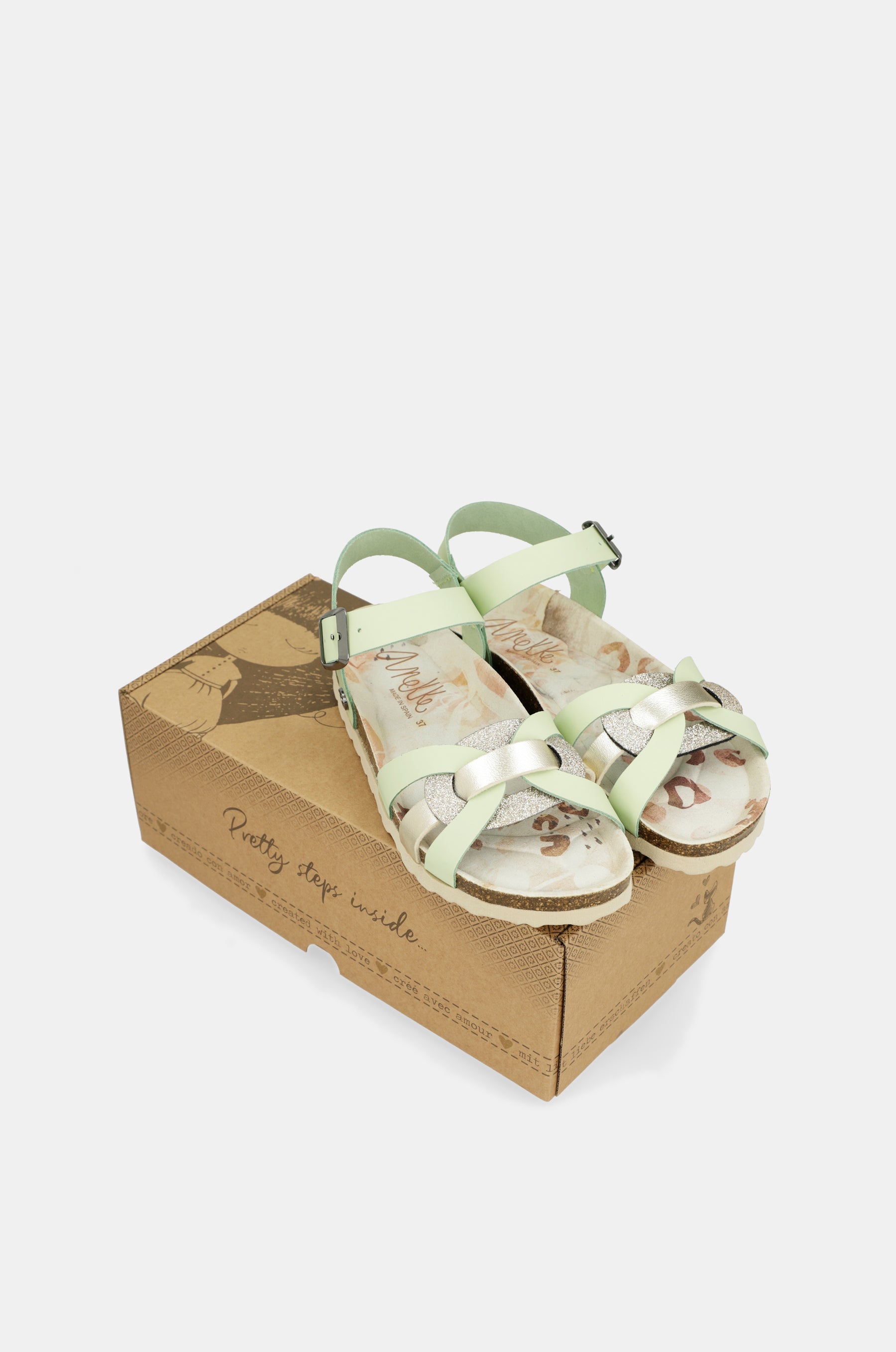 Memories green strappy sandals