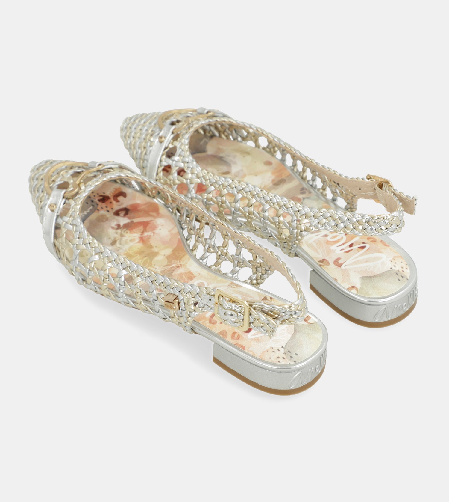 Gold and silver slingback ballet flats