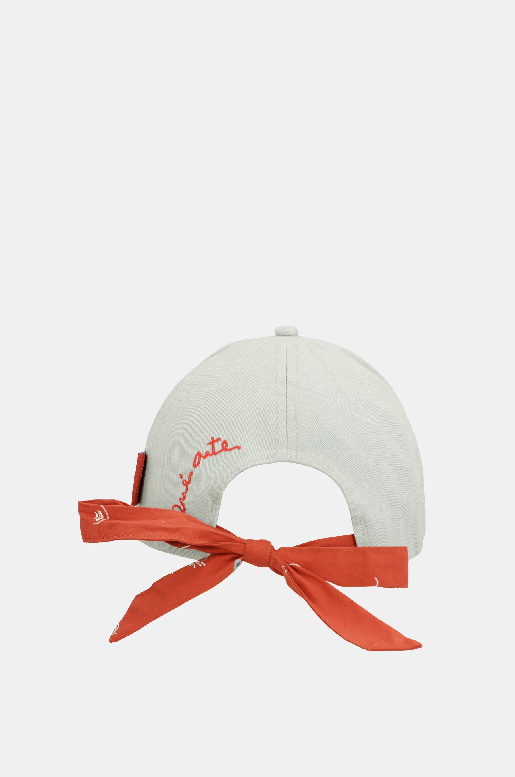 Green cap with red bow