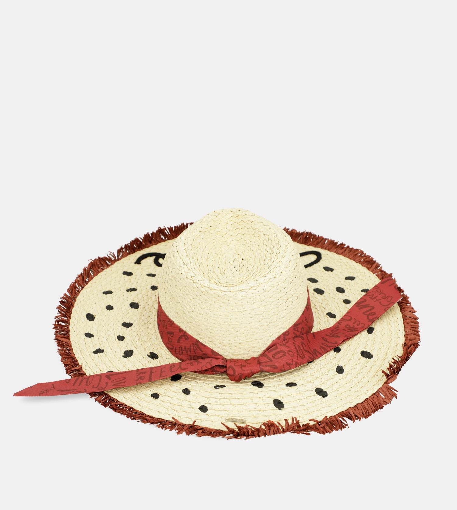 Polka dot raffia hat