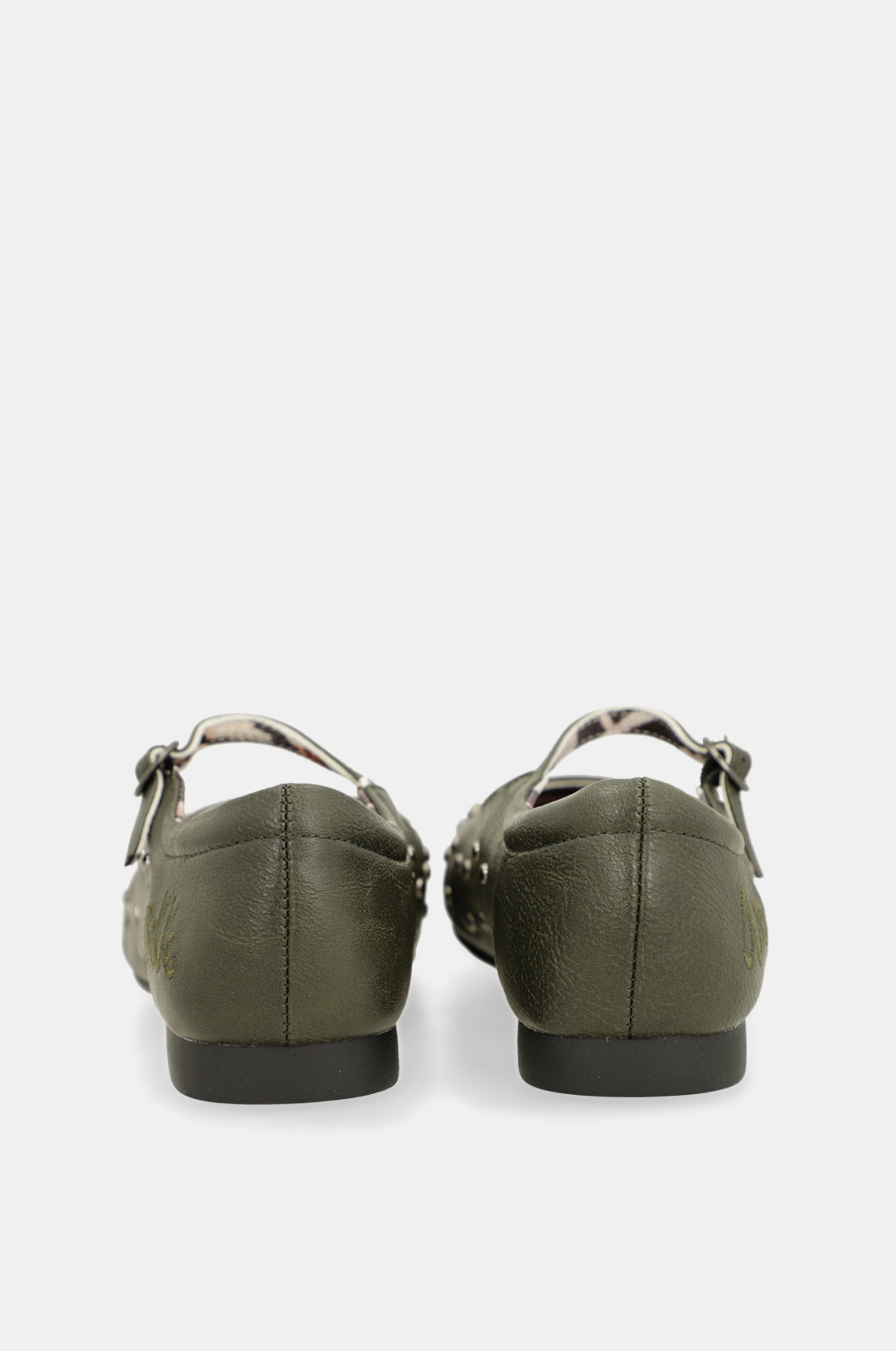 Khaki green studded ballerinas