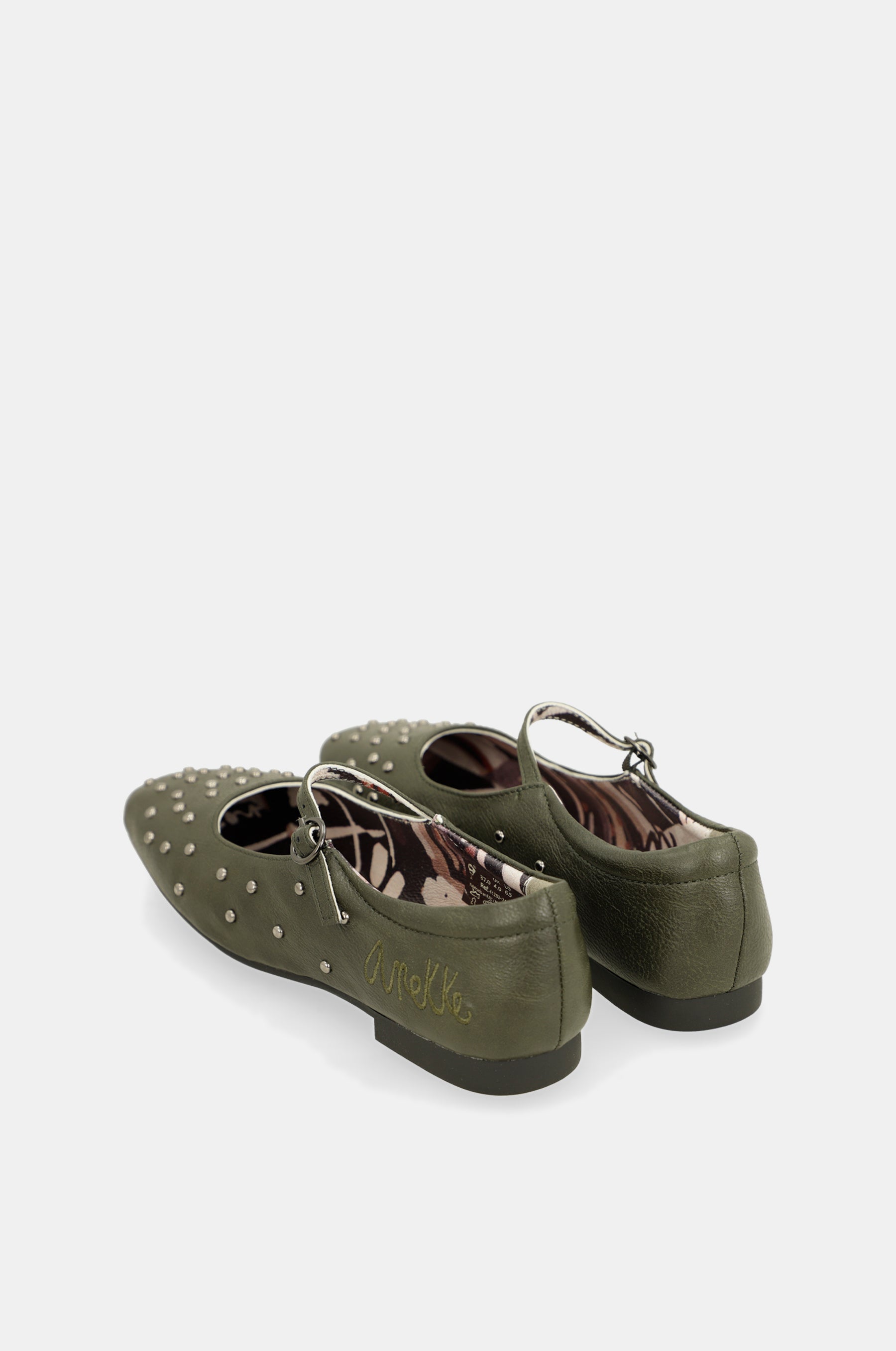 Khaki green studded ballerinas