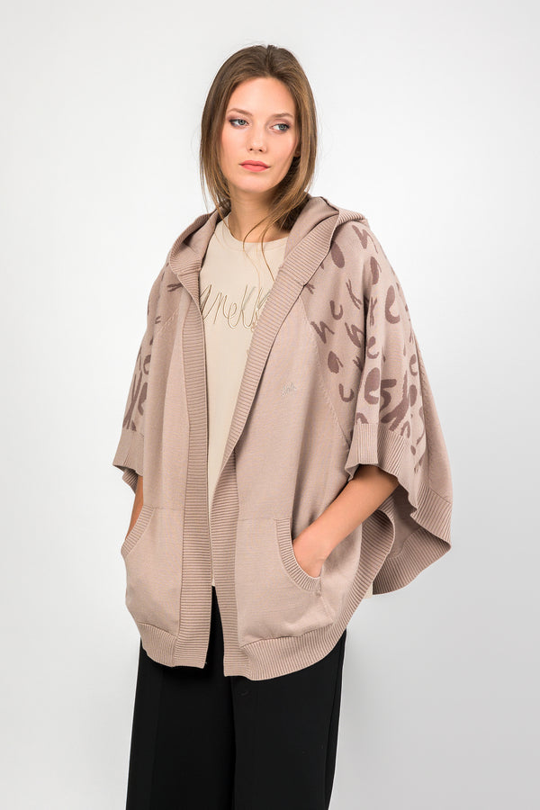 Beige poncho-style jacket